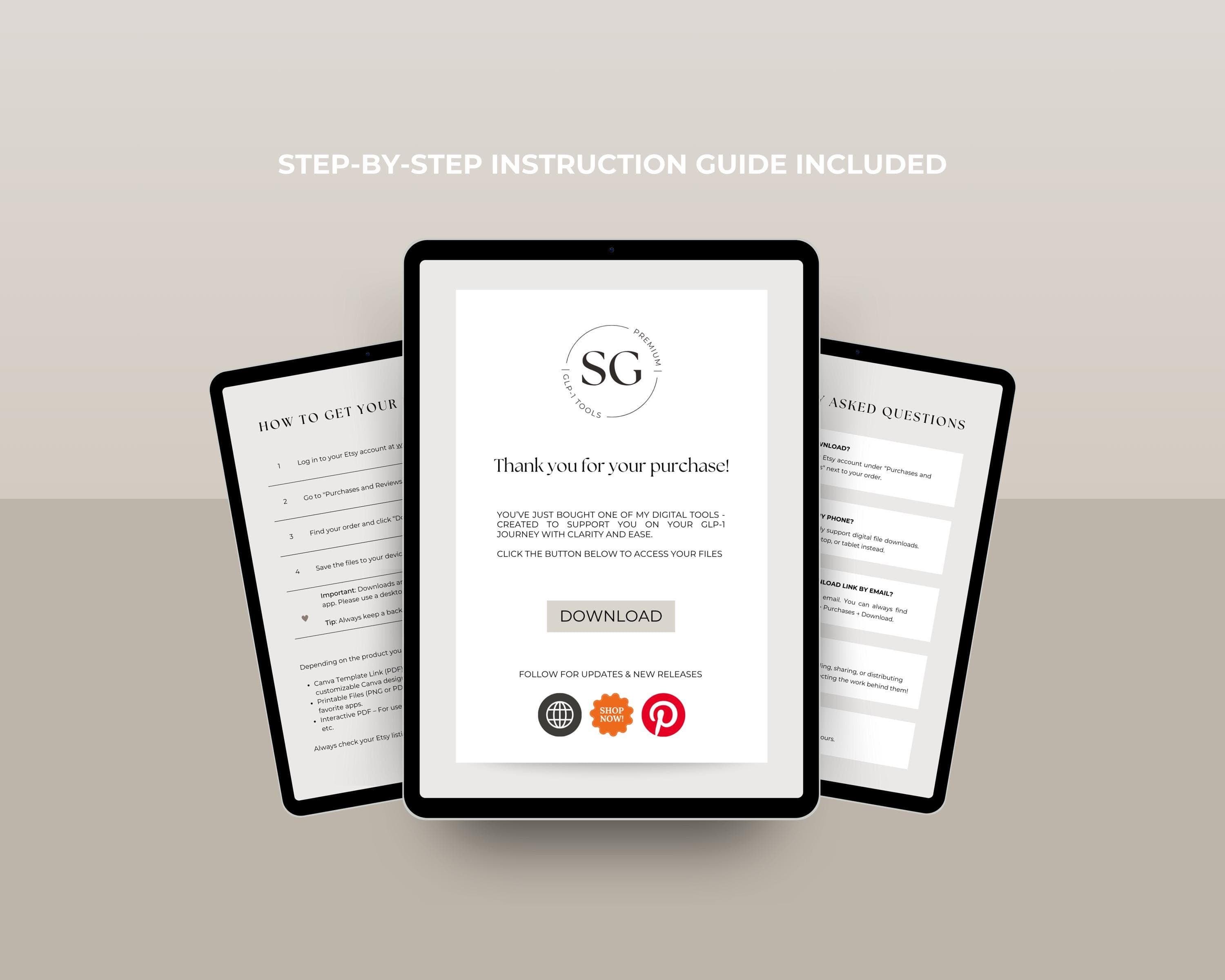 GLP-1 Weight Loss Tracker | Injection & Side Effects Journal (Digital Download)