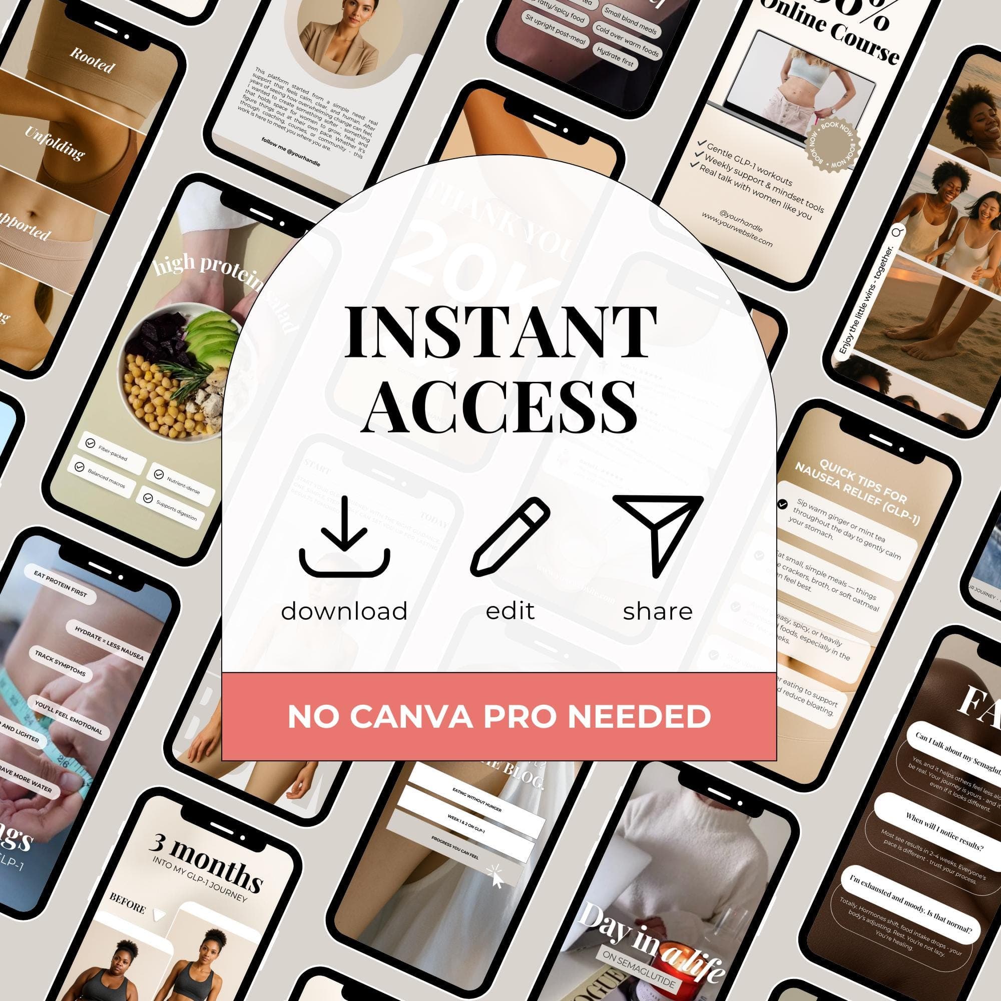 Semaglutide Weight Loss Reels, Nurse Injector Instagram Templates (Canva Designs)