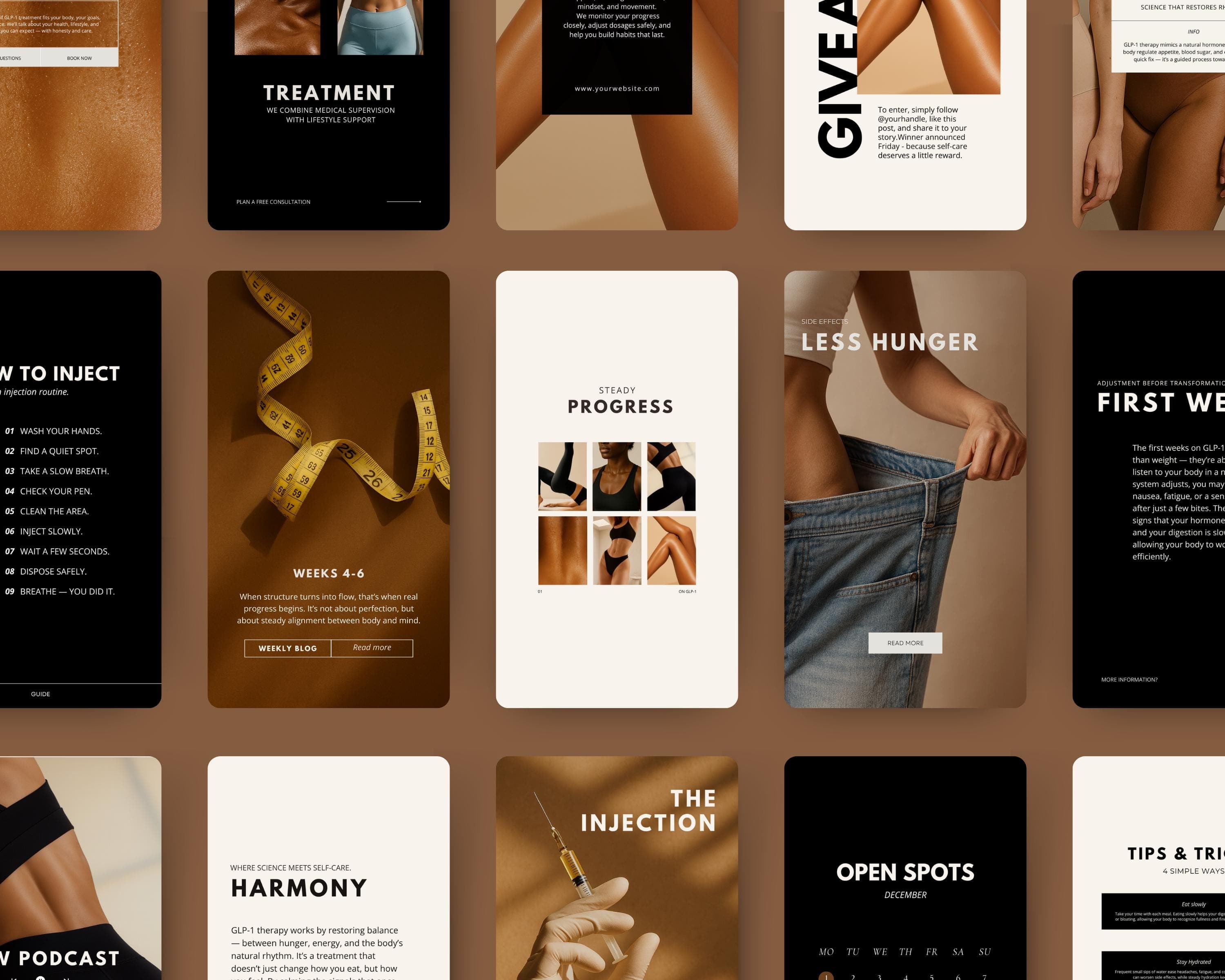 GLP-1 Weight Loss Canva Templates, Medspa Instagram Posts, Editable