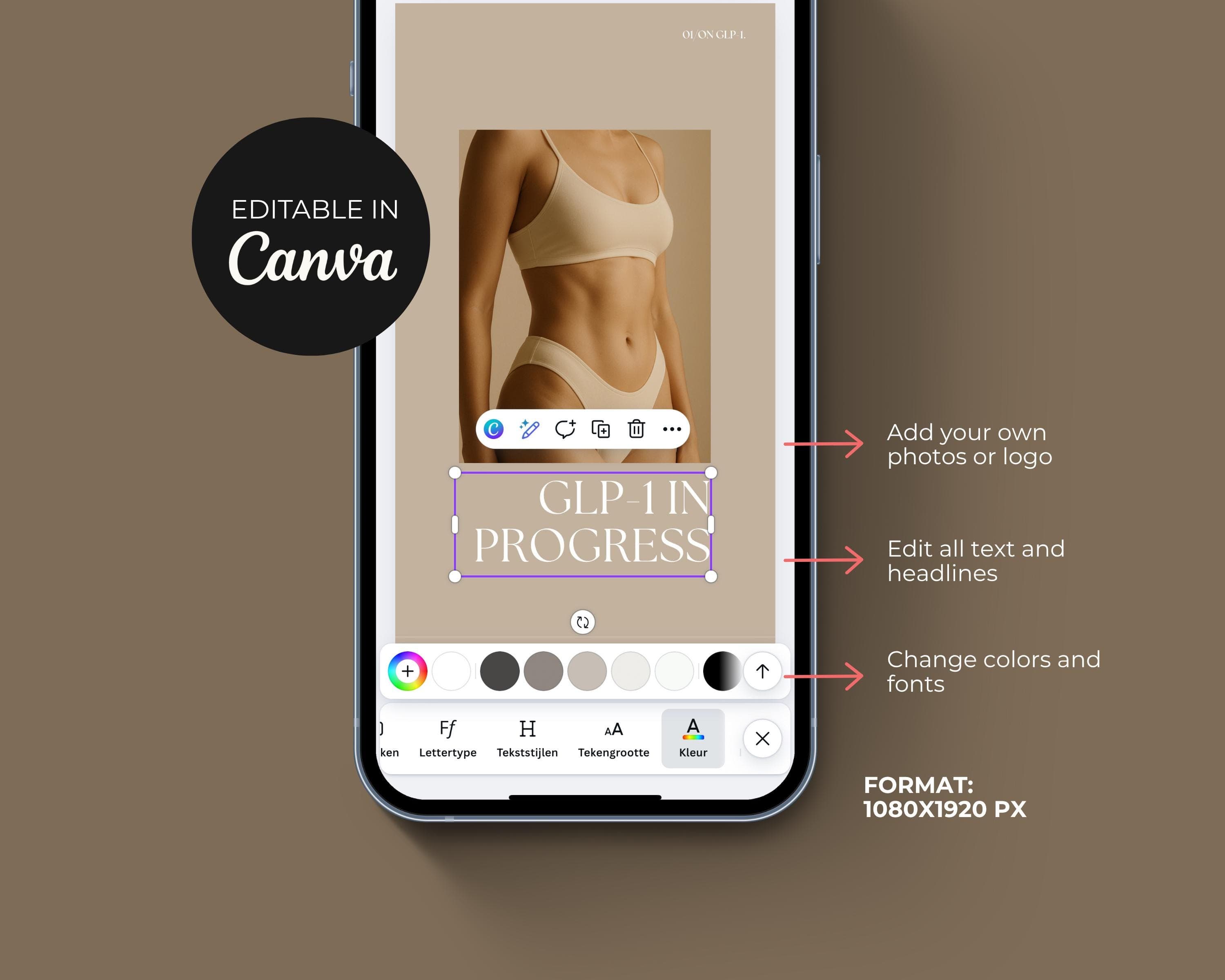 Editable GLP1 Social Media Templates, Medspa Instagram Story (Canva)