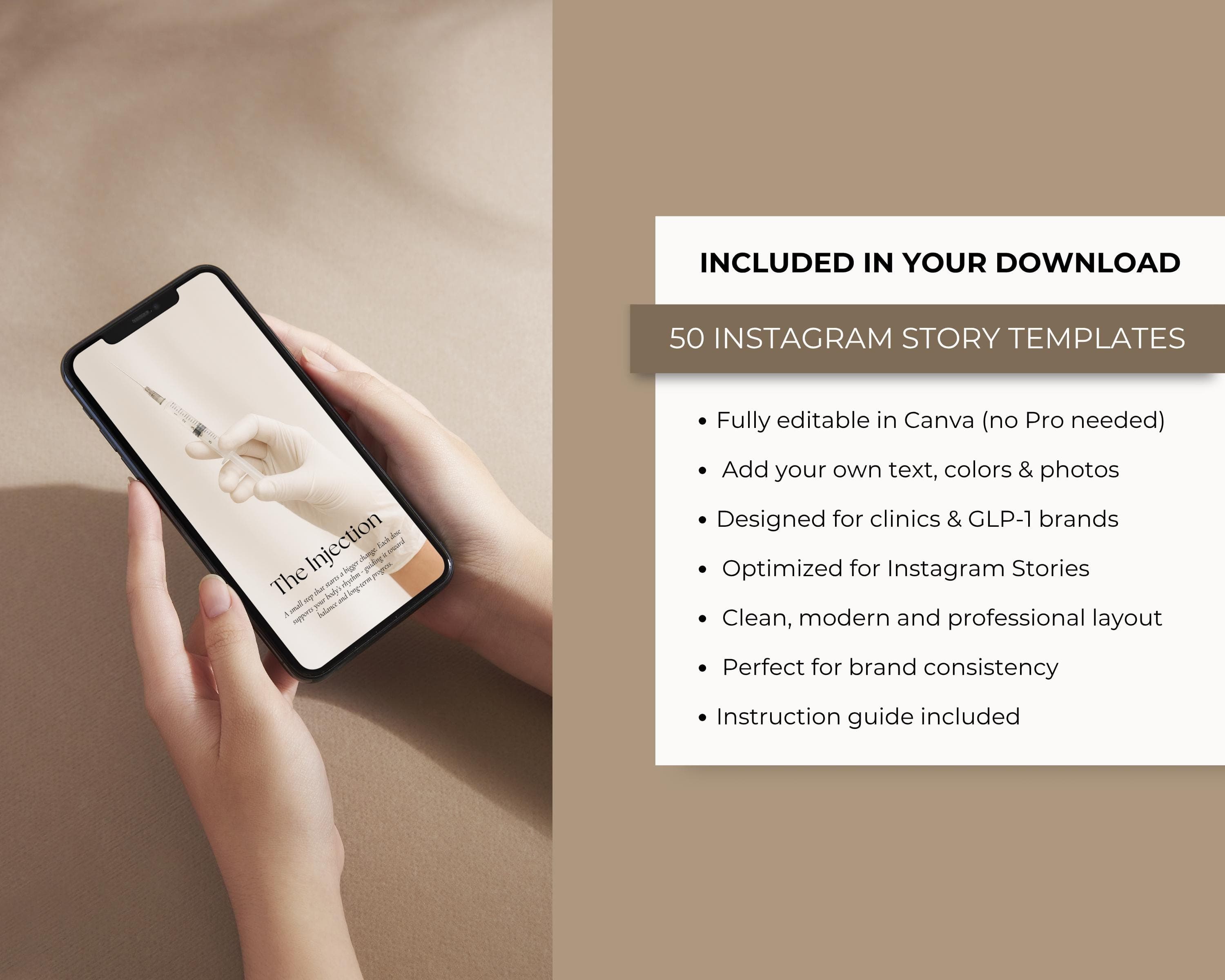 Editable GLP1 Social Media Templates, Medspa Instagram Story (Canva)