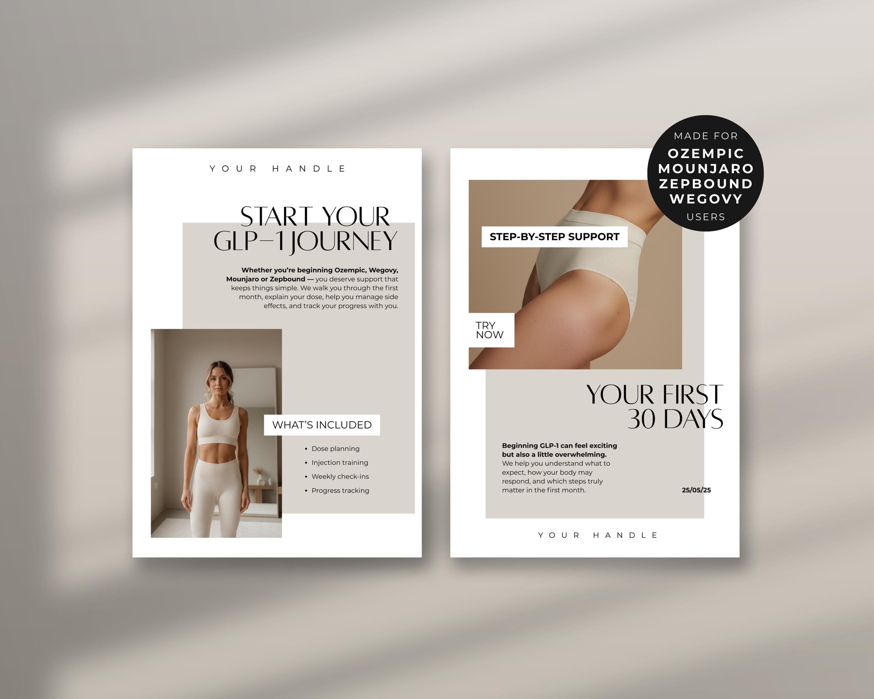 GLP1 Weight Loss Flyer for Clinics | Tirzepatide & Semaglutide, Editable Canva Flyer (Digital File)