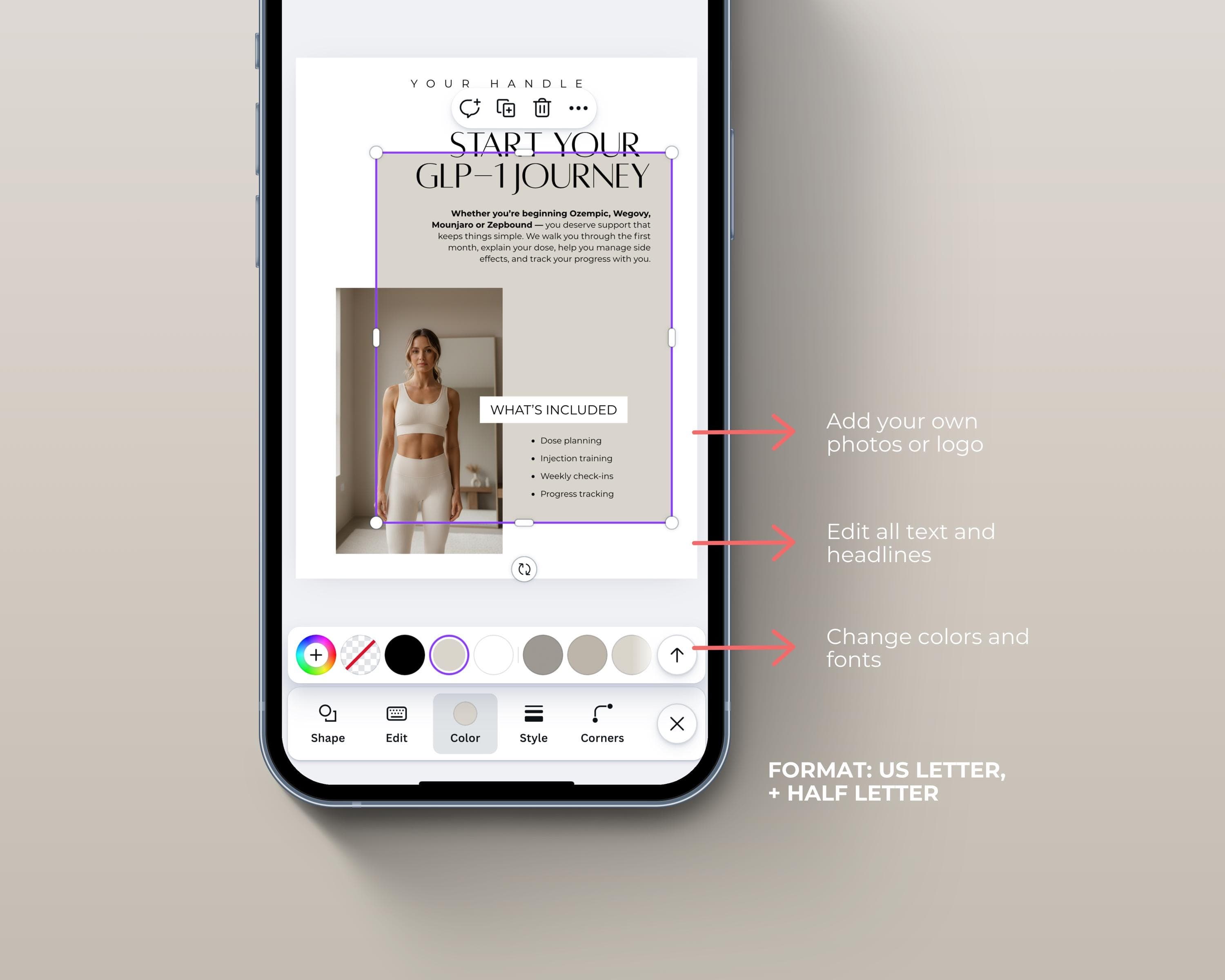 GLP1 Weight Loss Flyer for Clinics | Tirzepatide & Semaglutide, Editable Canva Flyer (Digital File)