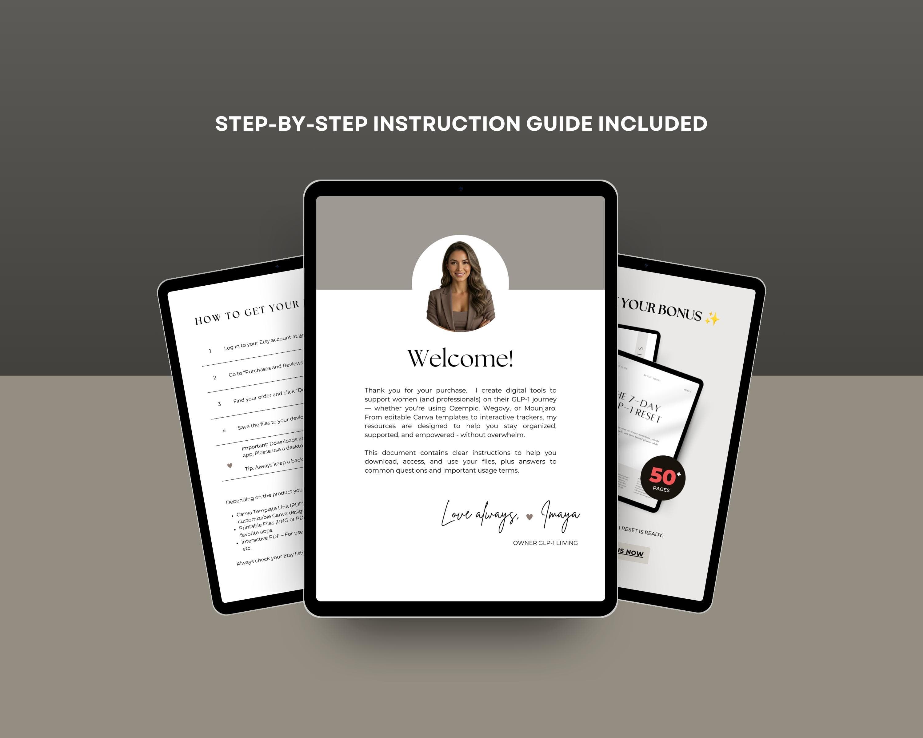 GLP-1 Starter Kit Printable | Daily Weekly Monthly Weight Loss Tracker Bundle | Complete System PDF Instant Download