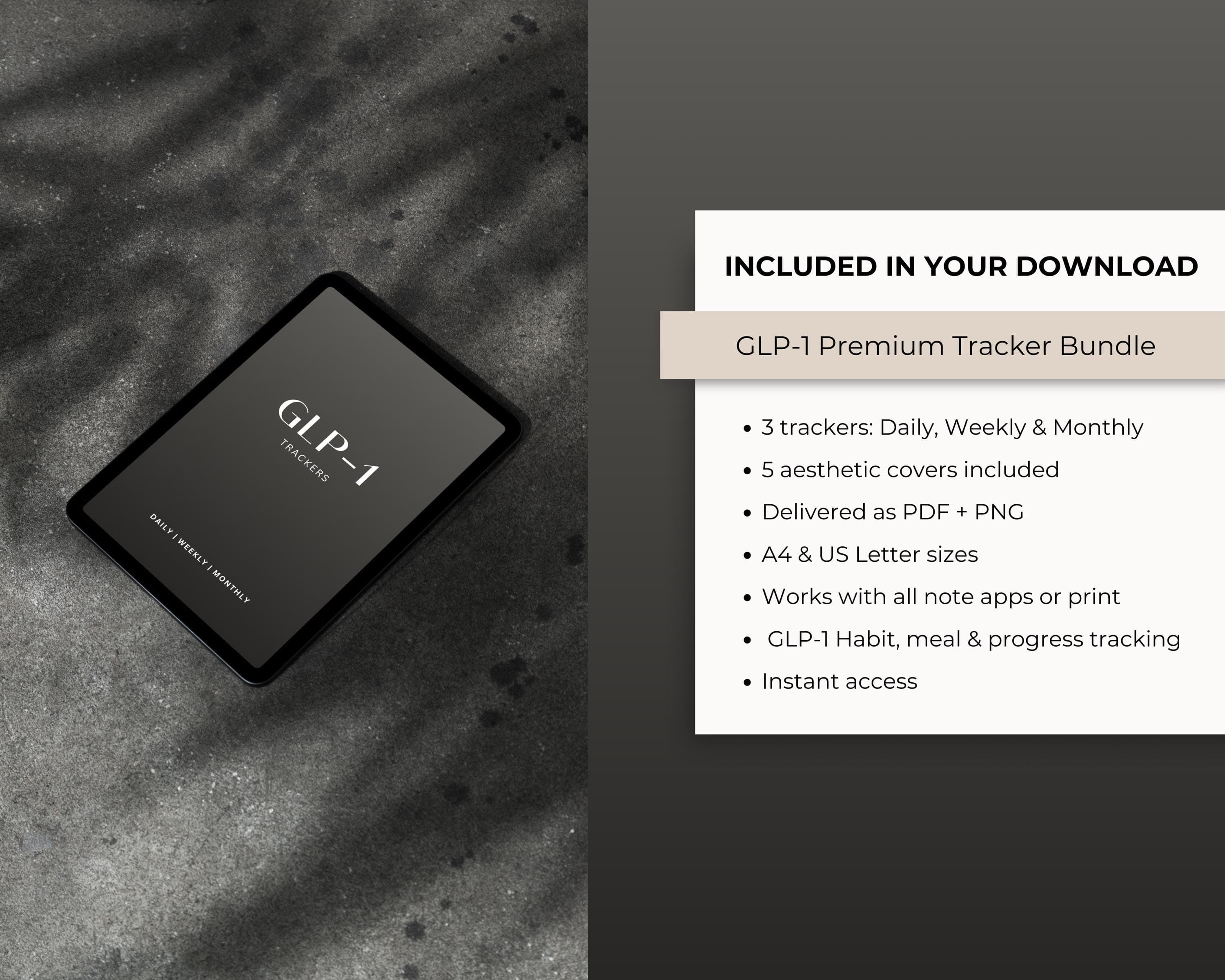 GLP-1 Starter Kit Printable | Daily Weekly Monthly Weight Loss Tracker Bundle | Complete System PDF Instant Download