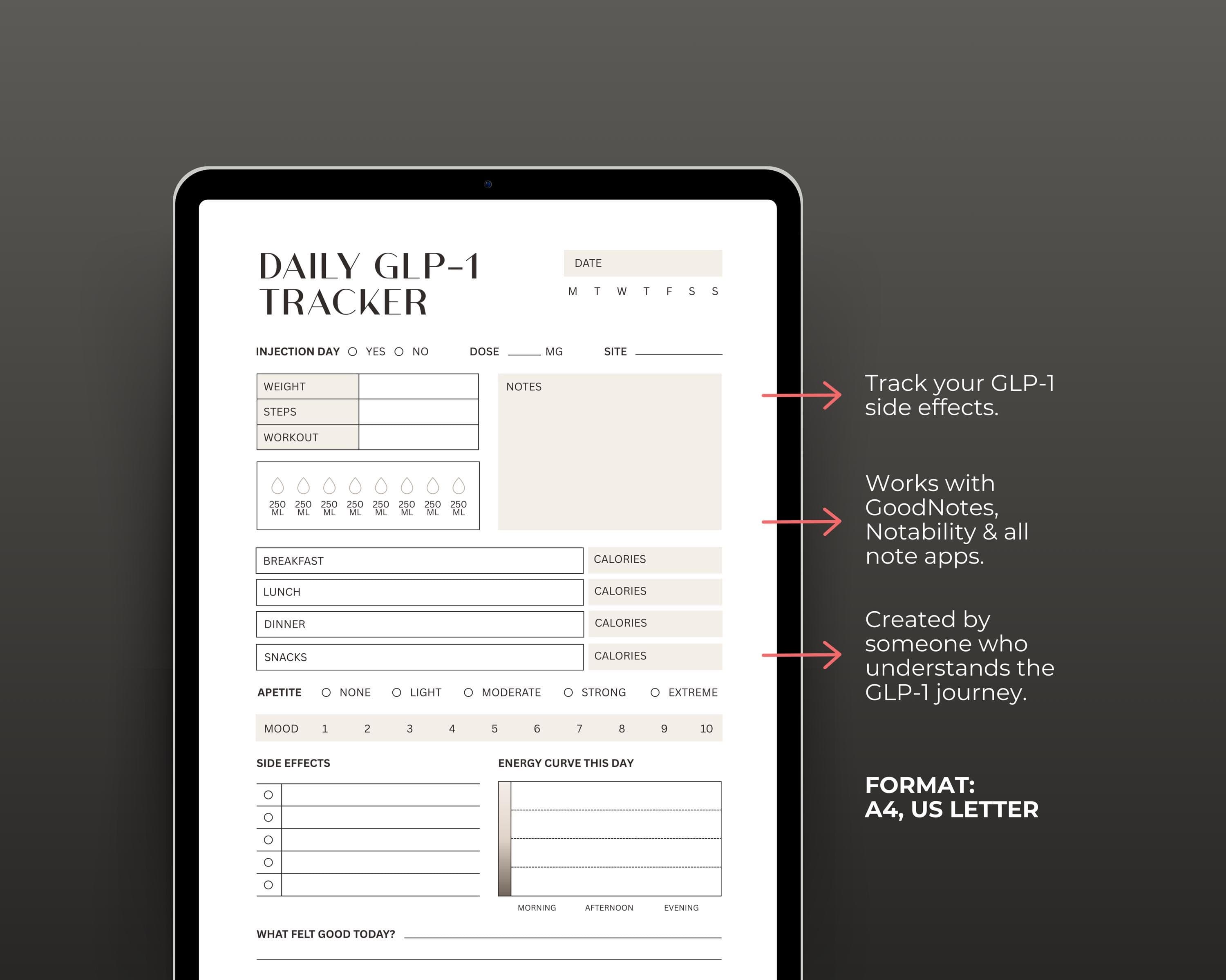 GLP-1 Starter Kit Printable | Daily Weekly Monthly Weight Loss Tracker Bundle | Complete System PDF Instant Download