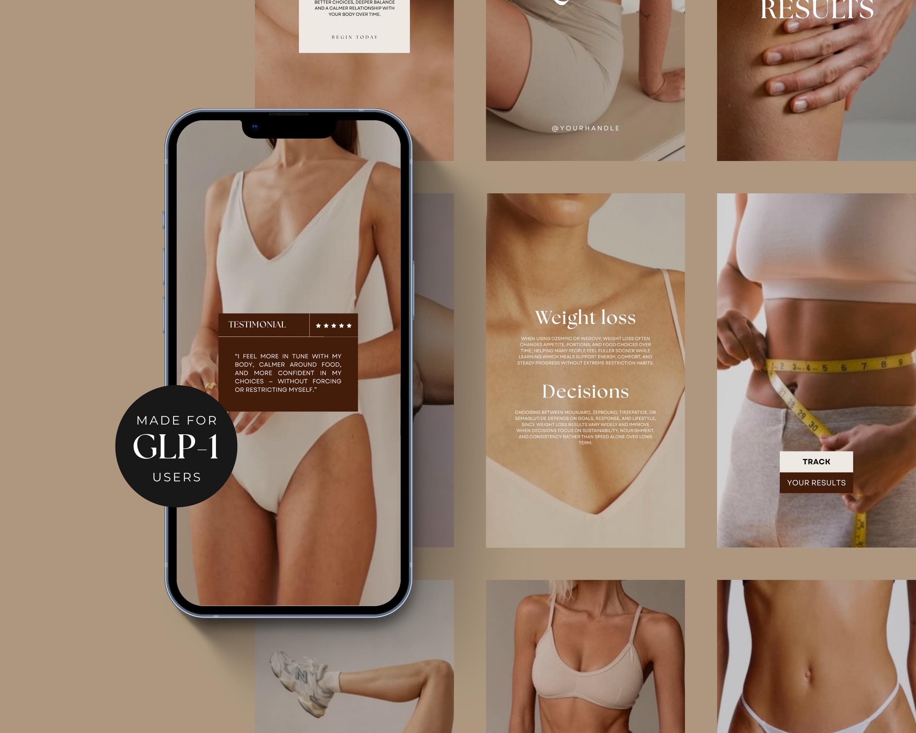 GLP1 Instagram Reels Pack | Faceless Video for Weight Loss Clinics | Canva Template Done For You Reels | Tirzepatide Social Media Templates