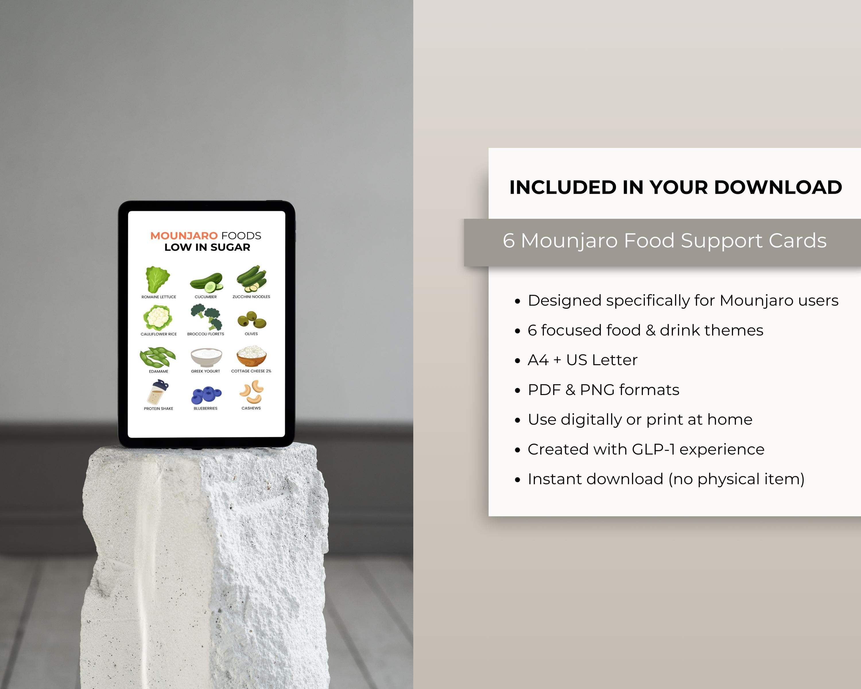 Tirzepatide Diet Grocery List | GLP1 Printable Food Guide | Healthy Eating Food List | Digital Meal Planner for Tirzepatide Users