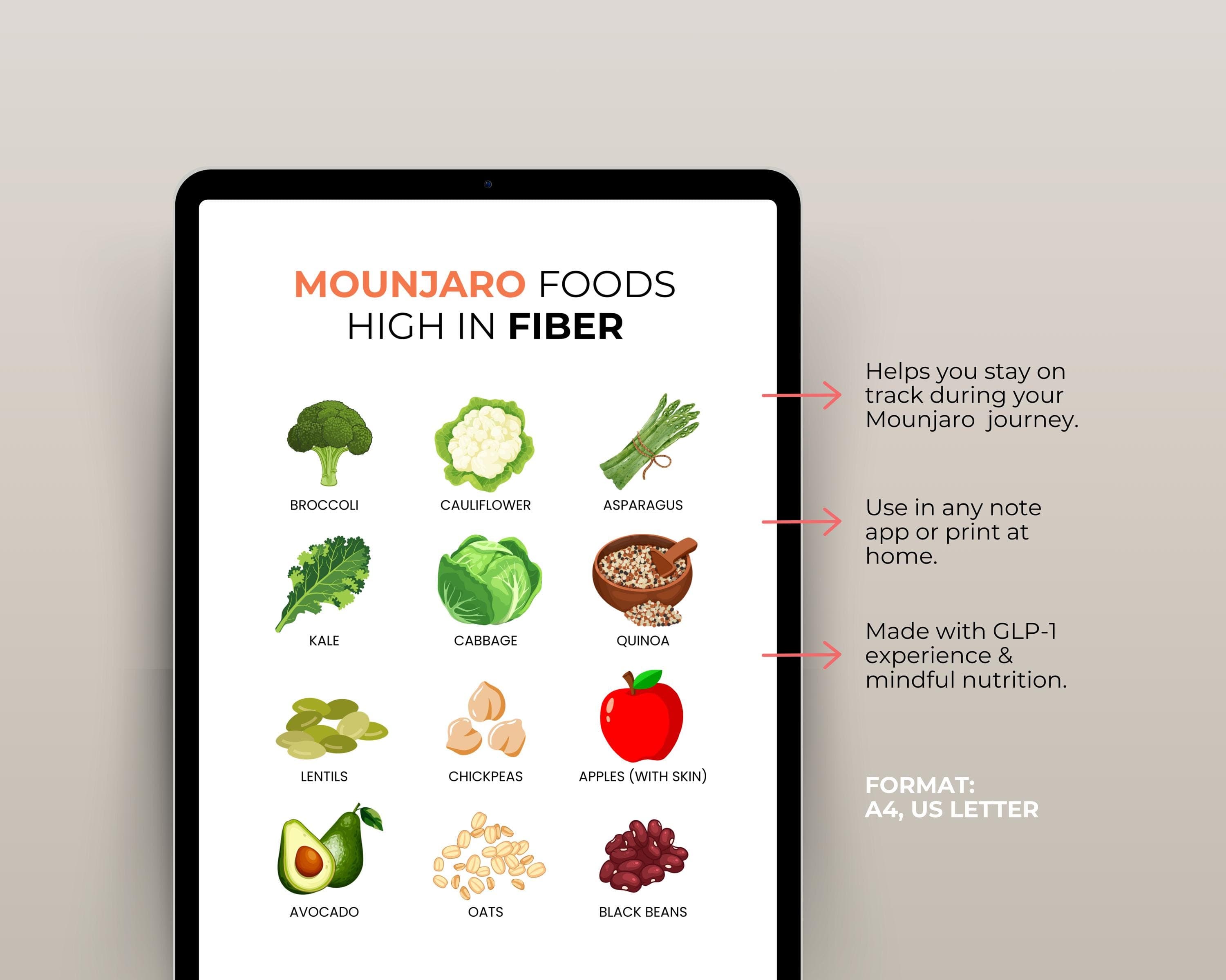 Tirzepatide Diet Grocery List | GLP1 Printable Food Guide | Healthy Eating Food List | Digital Meal Planner for Tirzepatide Users
