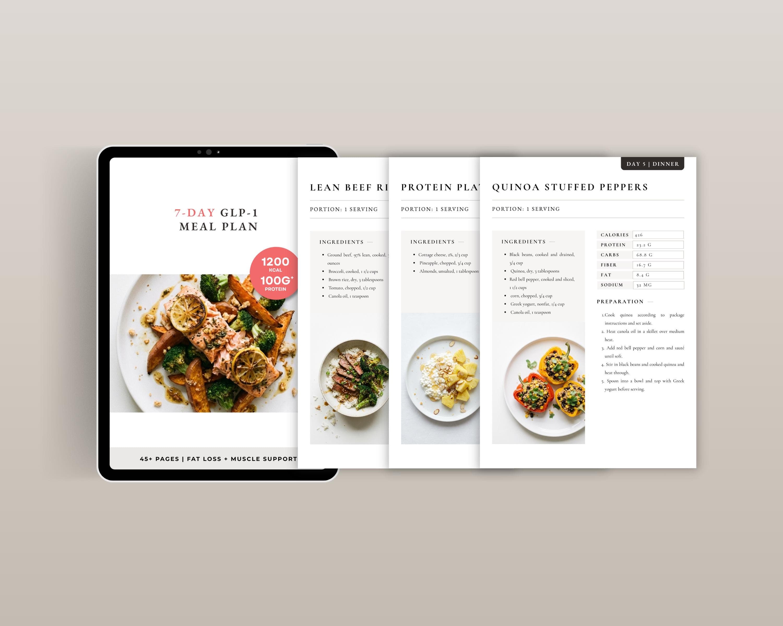GLP-1 Easy Meal Plan, 7 Day High Protein Meals & Simple Meal Prep for Busy Days, Quick GLP1 Recipes + Grocery List, PDF