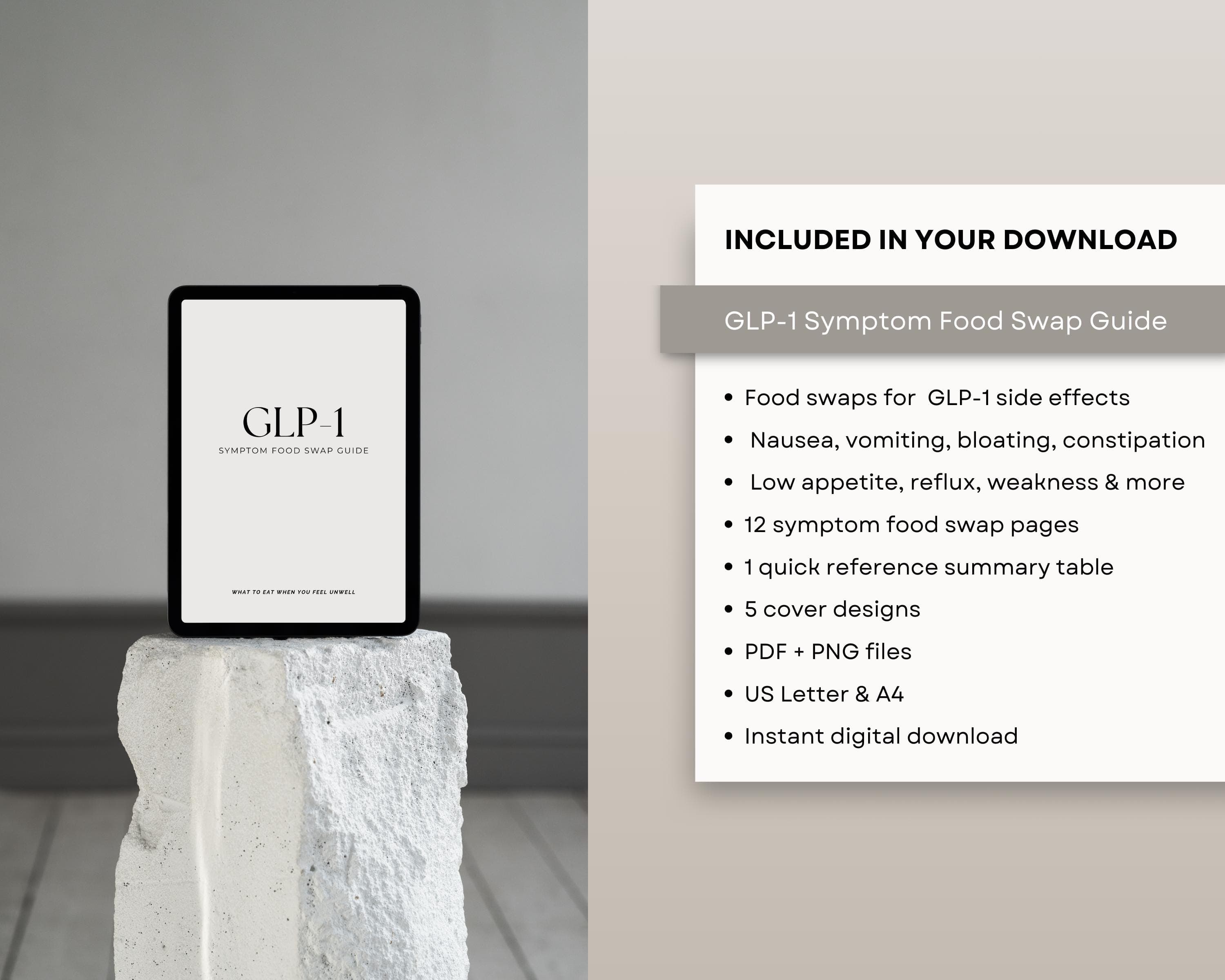 GLP-1 Food Swap Guide for Beginners | Semaglutide & Tirzepatide Diet Swaps | Symptom Friendly Foods | GLP1 Nausea Help Printable
