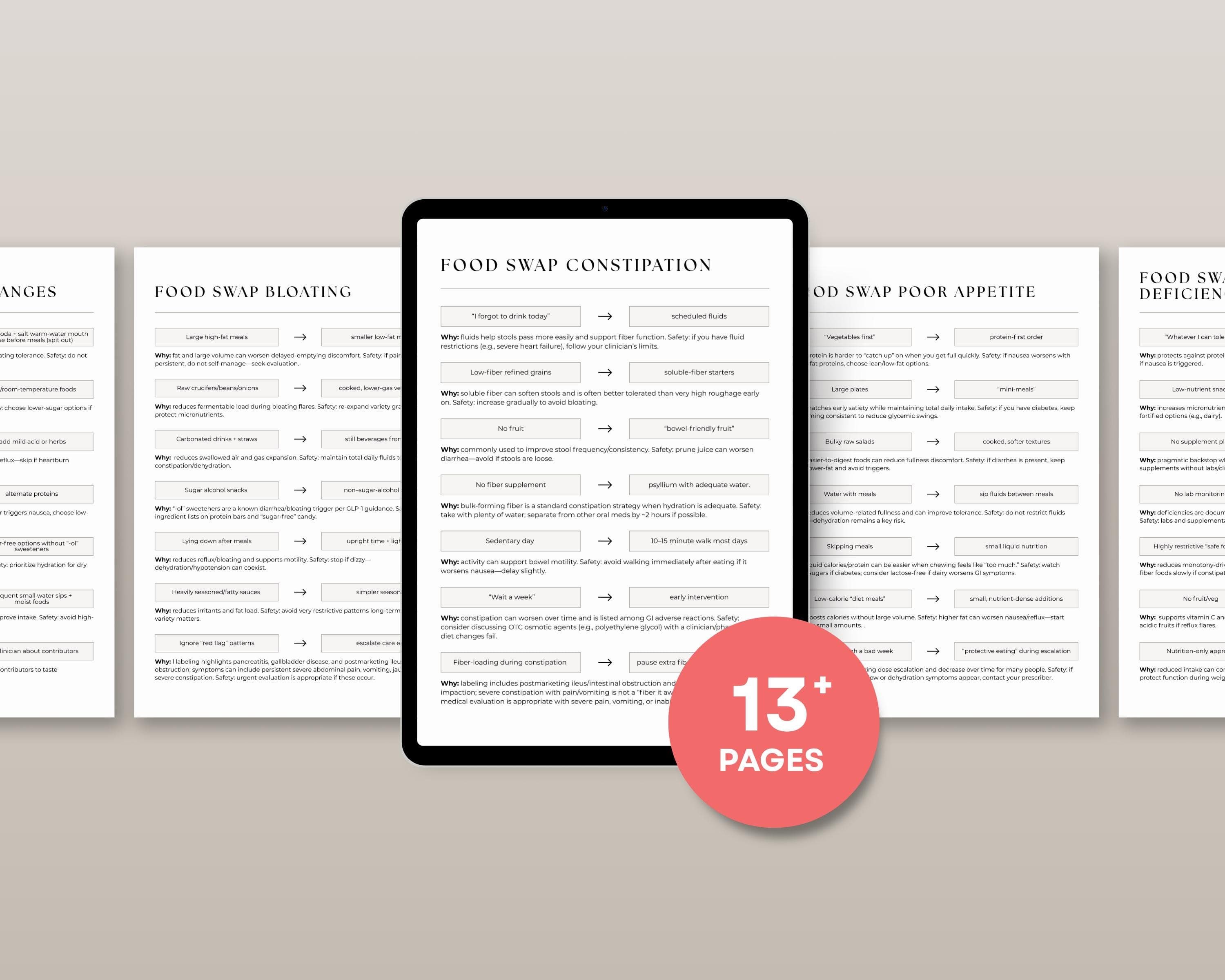 GLP-1 Food Swap Guide for Beginners | Semaglutide & Tirzepatide Diet Swaps | Symptom Friendly Foods | GLP1 Nausea Help Printable