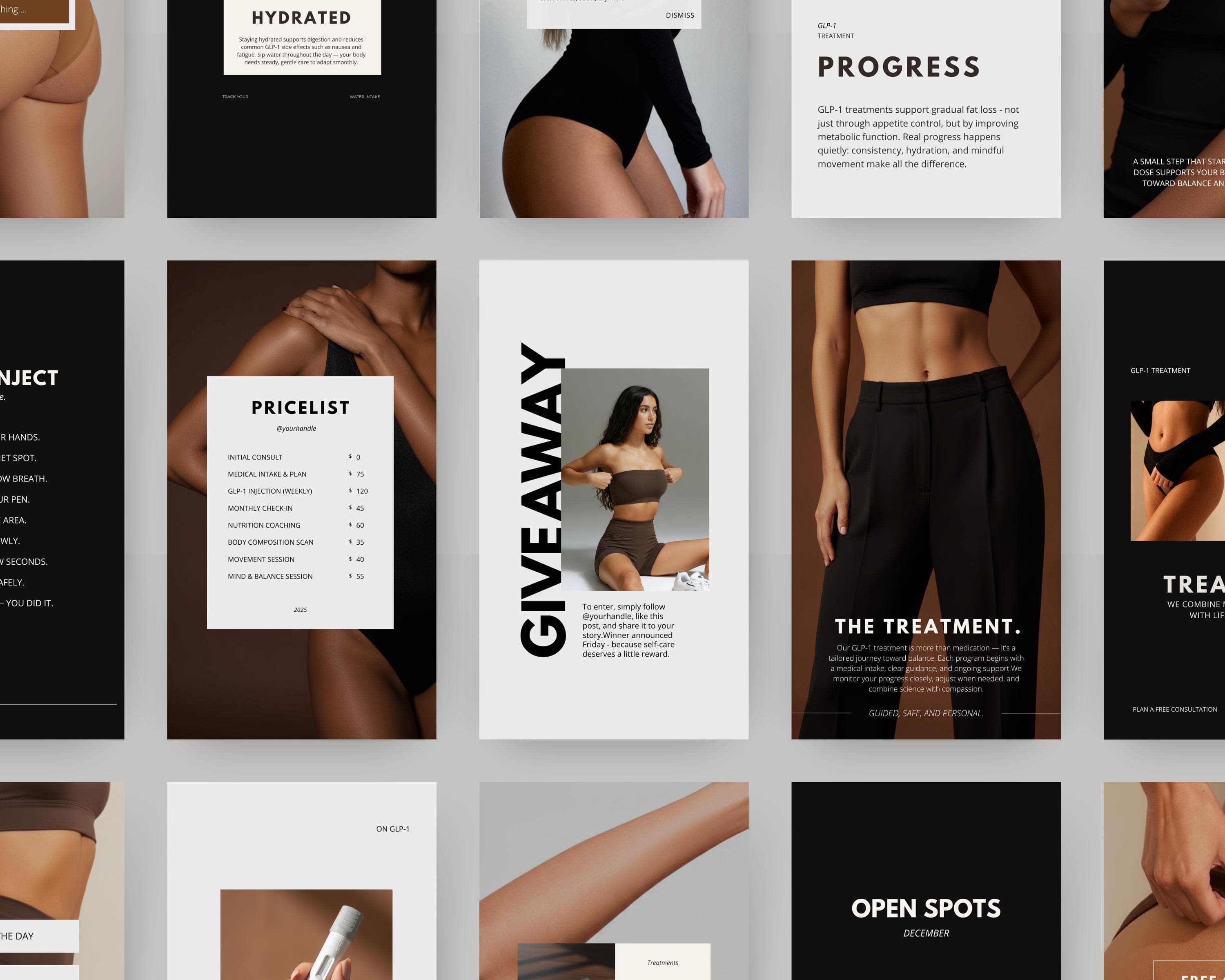 Medical Weight Loss Templates Editable in Canva | GLP-1 Instagram Story Templates for Clinics | Semaglutide Medical Social Media Kit