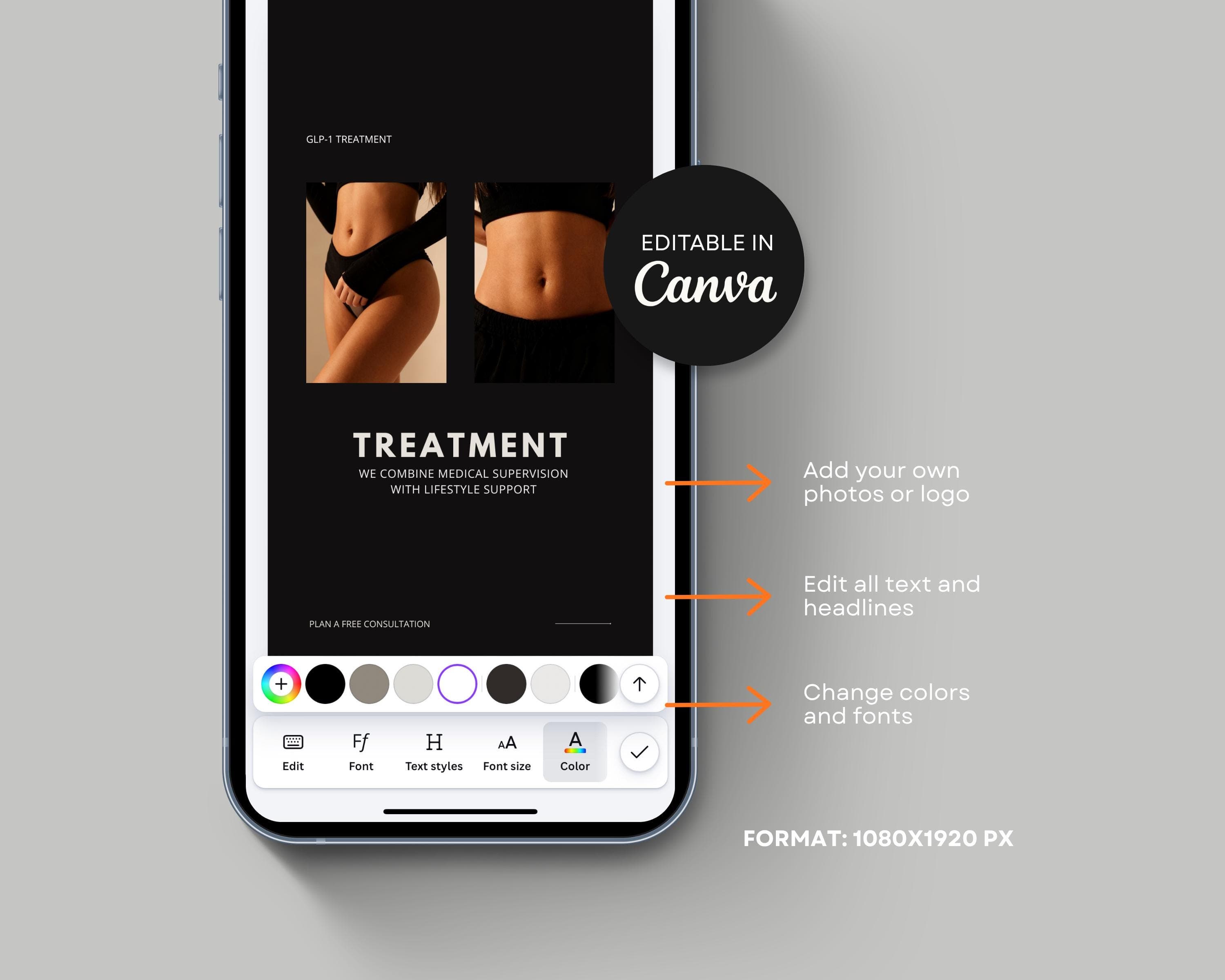 Medical Weight Loss Templates Editable in Canva | GLP-1 Instagram Story Templates for Clinics | Semaglutide Medical Social Media Kit