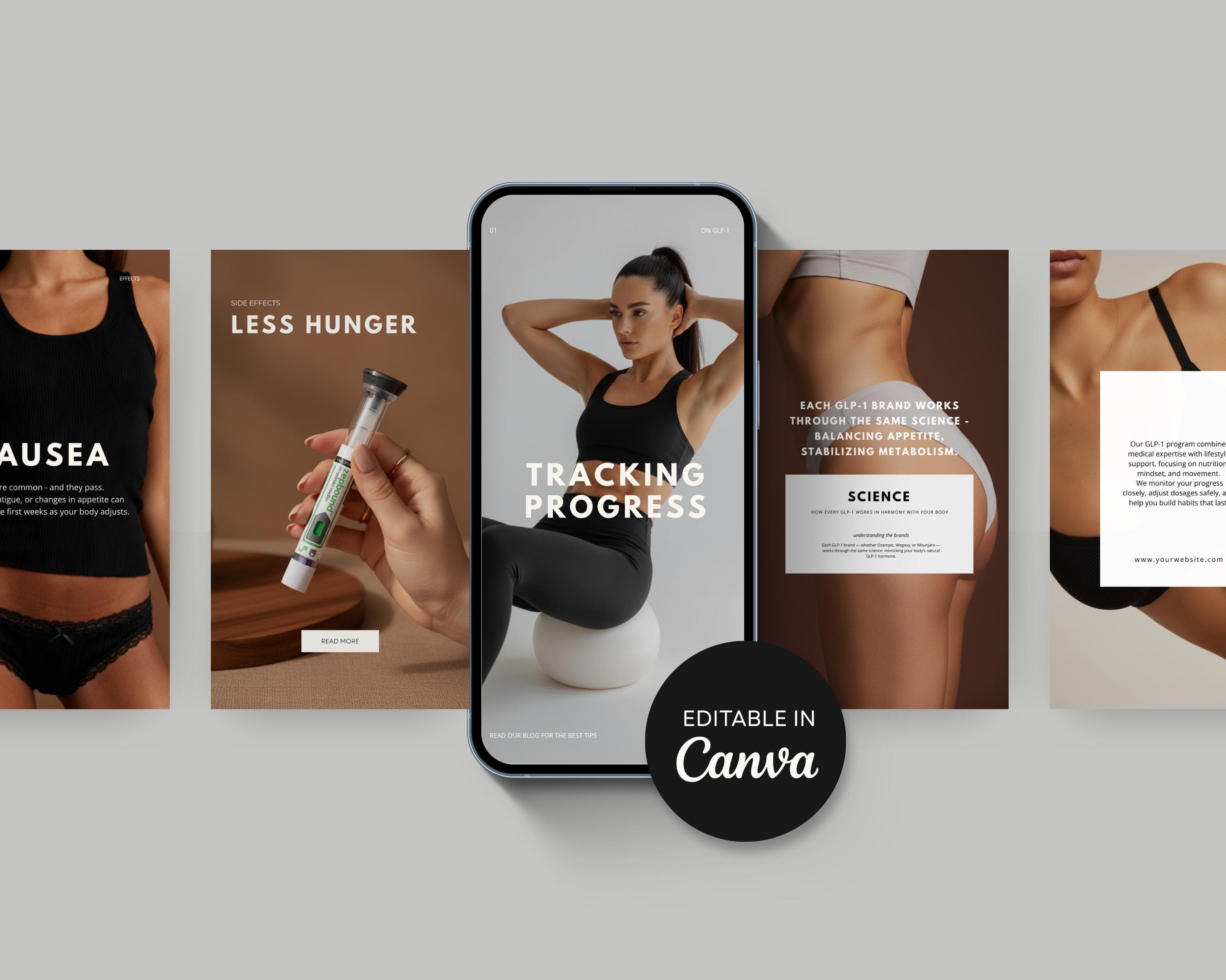 Medical Weight Loss Templates Editable in Canva | GLP-1 Instagram Story Templates for Clinics | Semaglutide Medical Social Media Kit