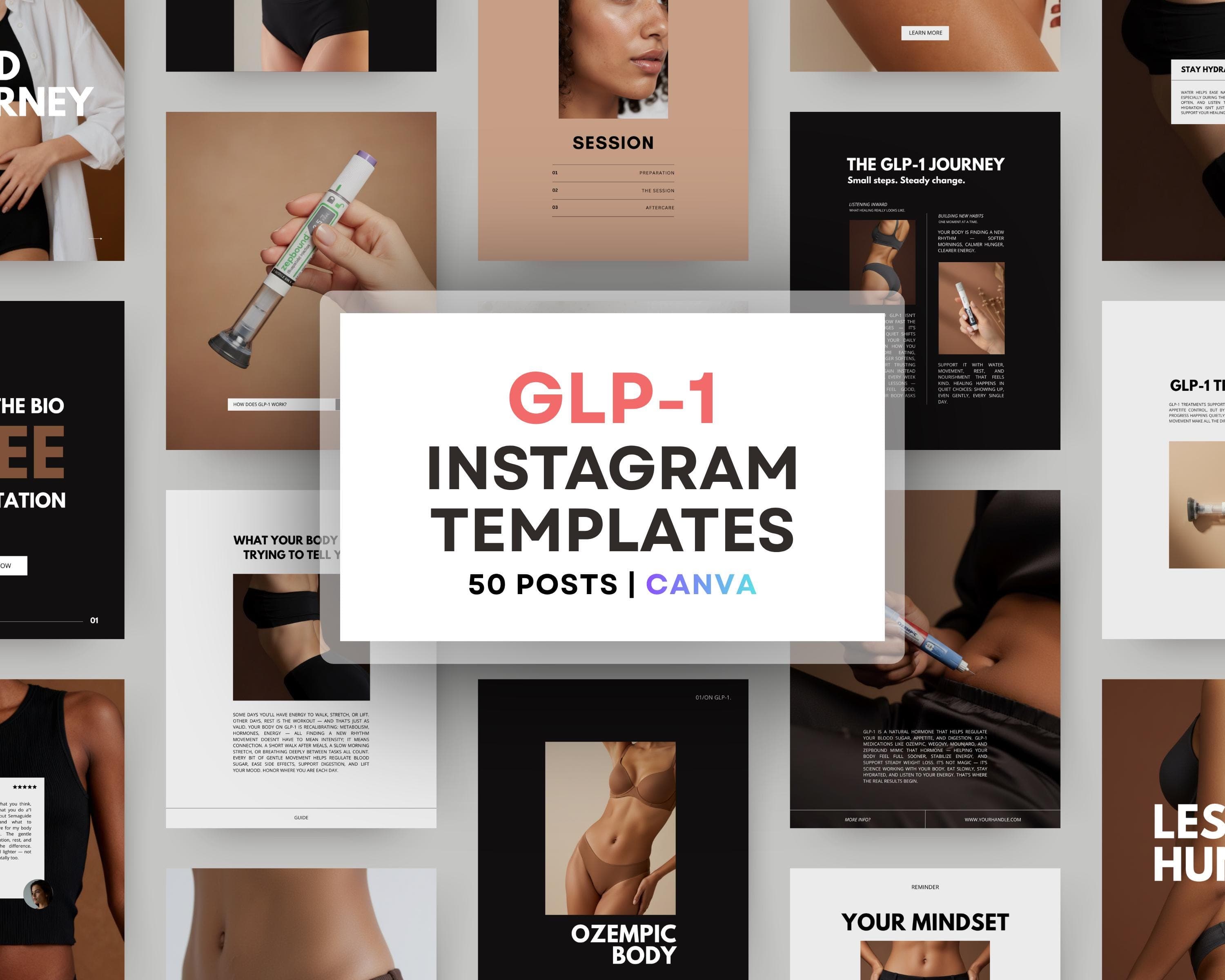 Weight Loss Medication Instagram Templates, Editable Canva Posts | Medical Weight Loss Clinic Marketing & Medspa Kit