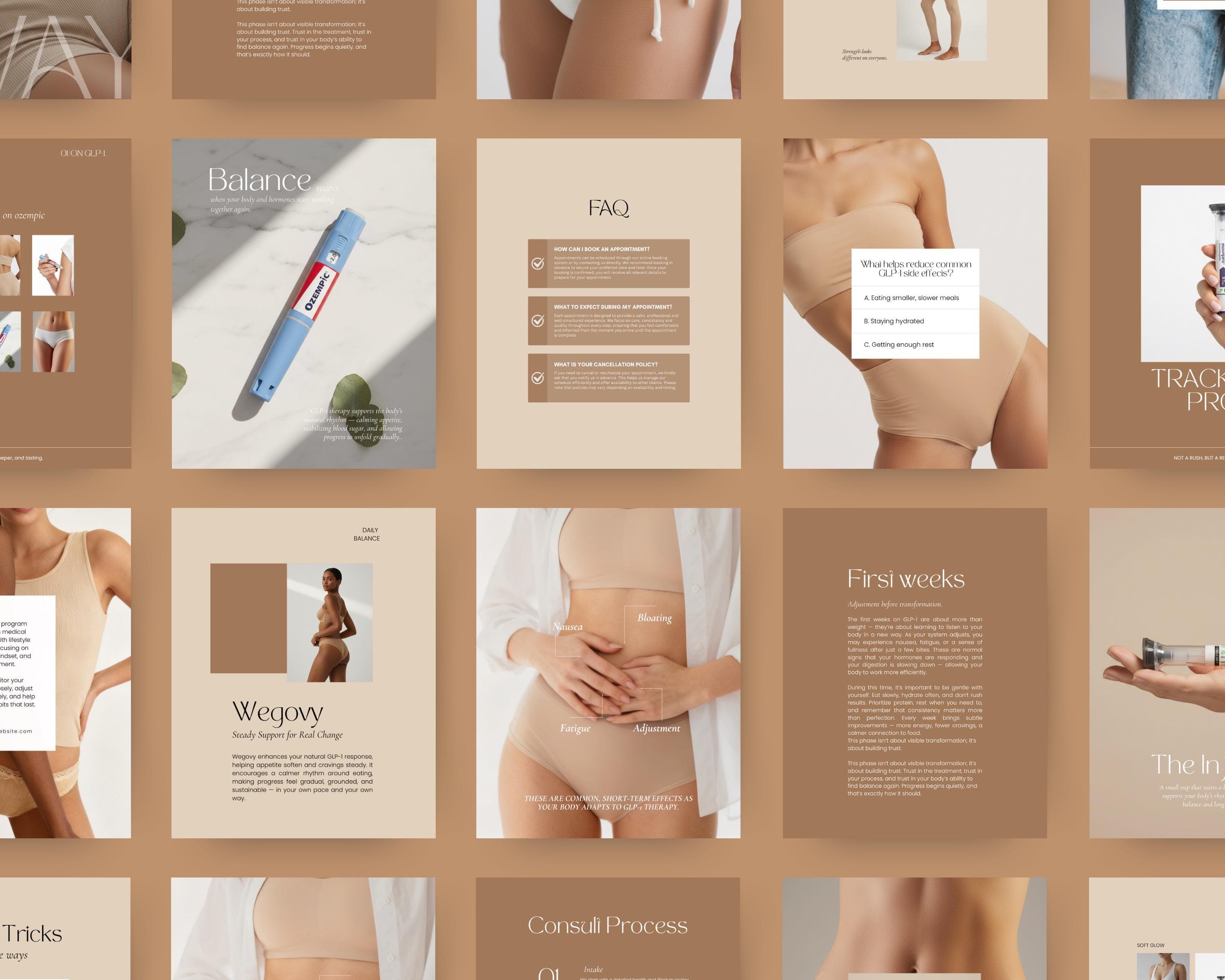 GLP-1 Instagram Post Template Minimalist Canva Semaglutide Weight Loss Social Media Clean Design