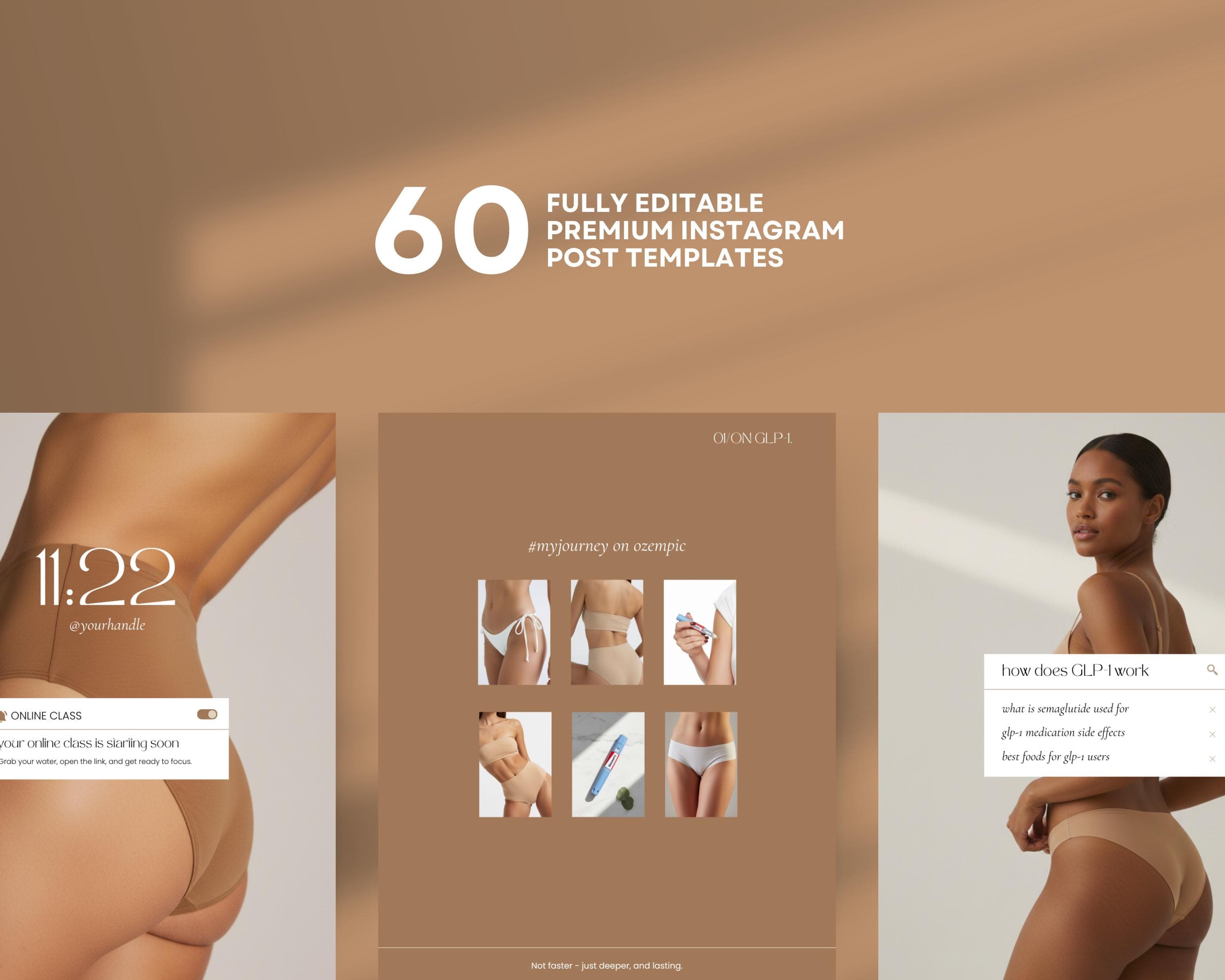 GLP-1 Instagram Post Template Minimalist Canva Semaglutide Weight Loss Social Media Clean Design