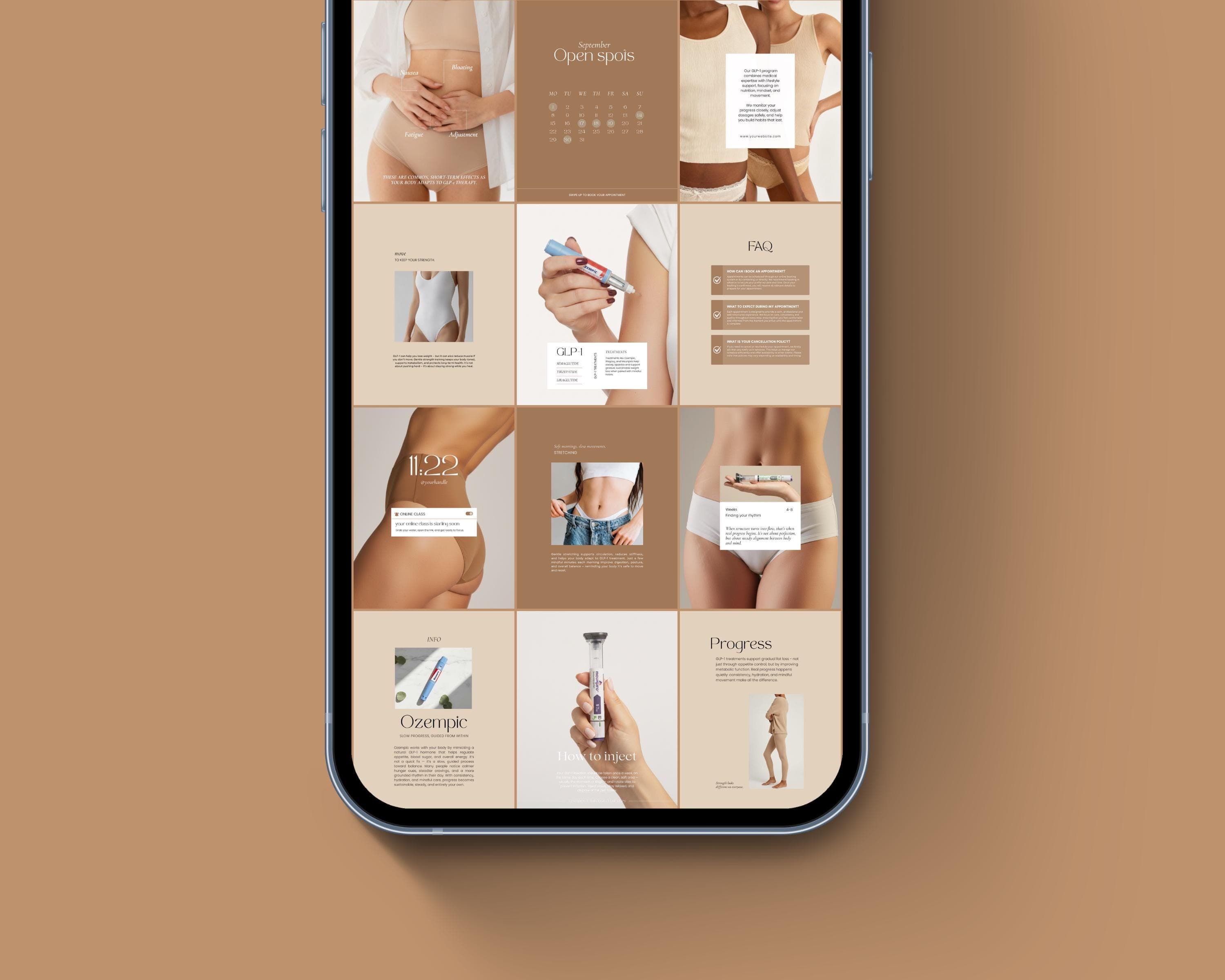 GLP-1 Instagram Post Template Minimalist Canva Semaglutide Weight Loss Social Media Clean Design