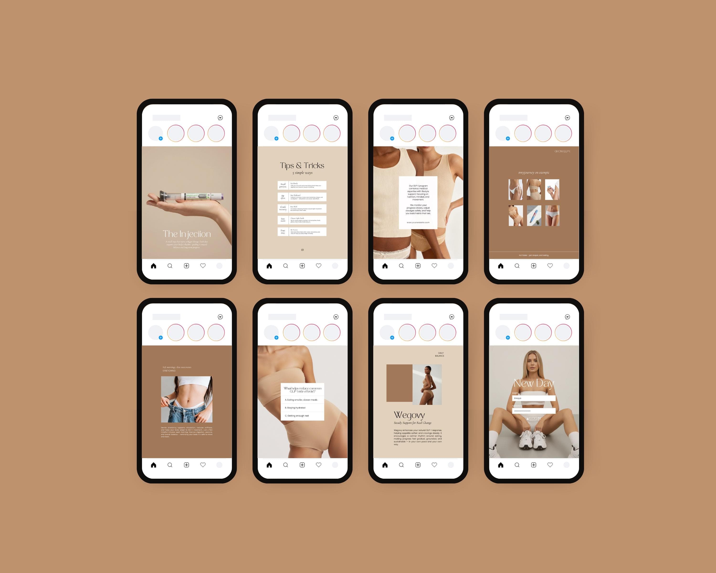 GLP-1 Instagram Post Template Minimalist Canva Semaglutide Weight Loss Social Media Clean Design