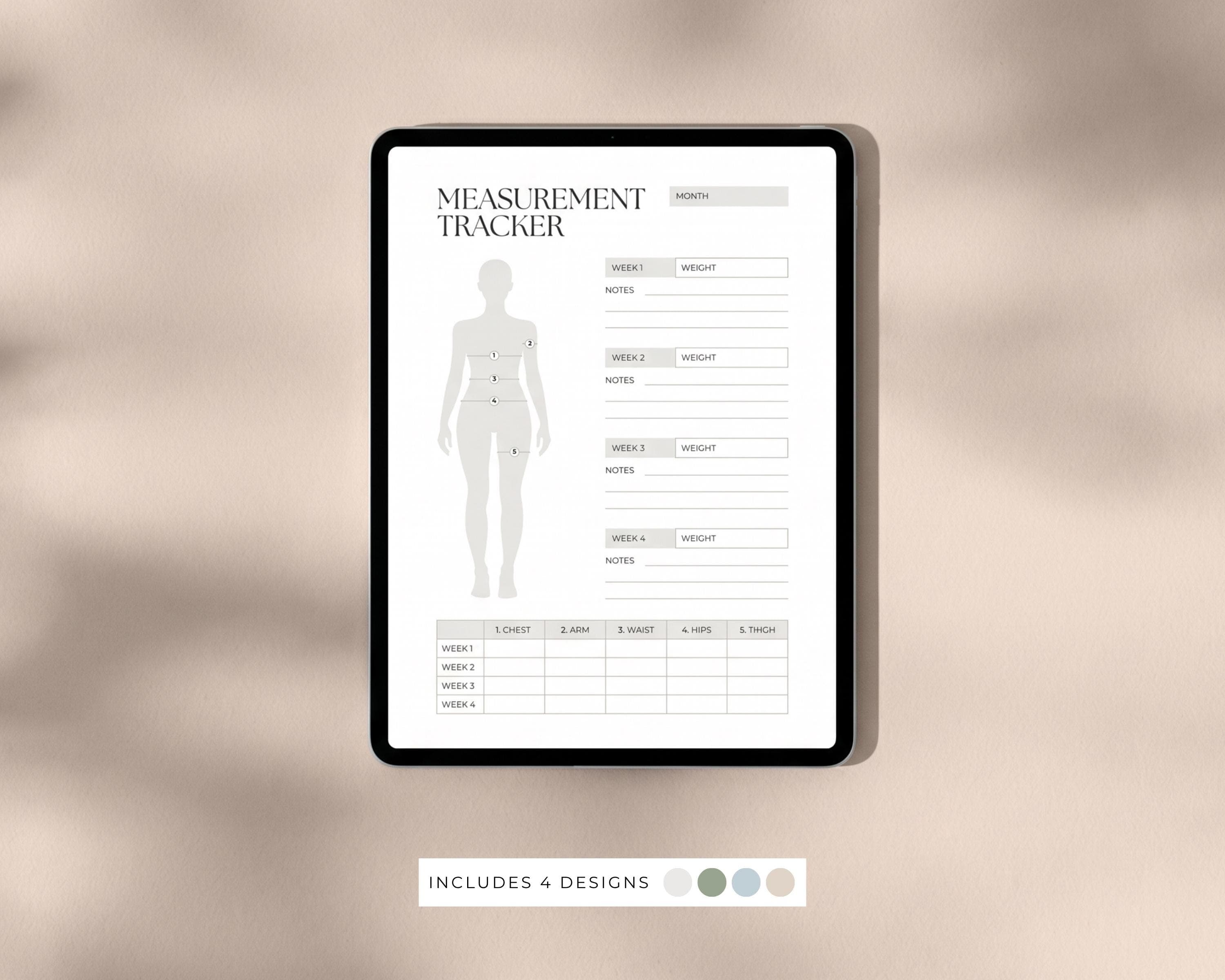 GLP-1 Measurement Tracker Printable: Inch Loss Log, Body Progress Chart (Digital Download)