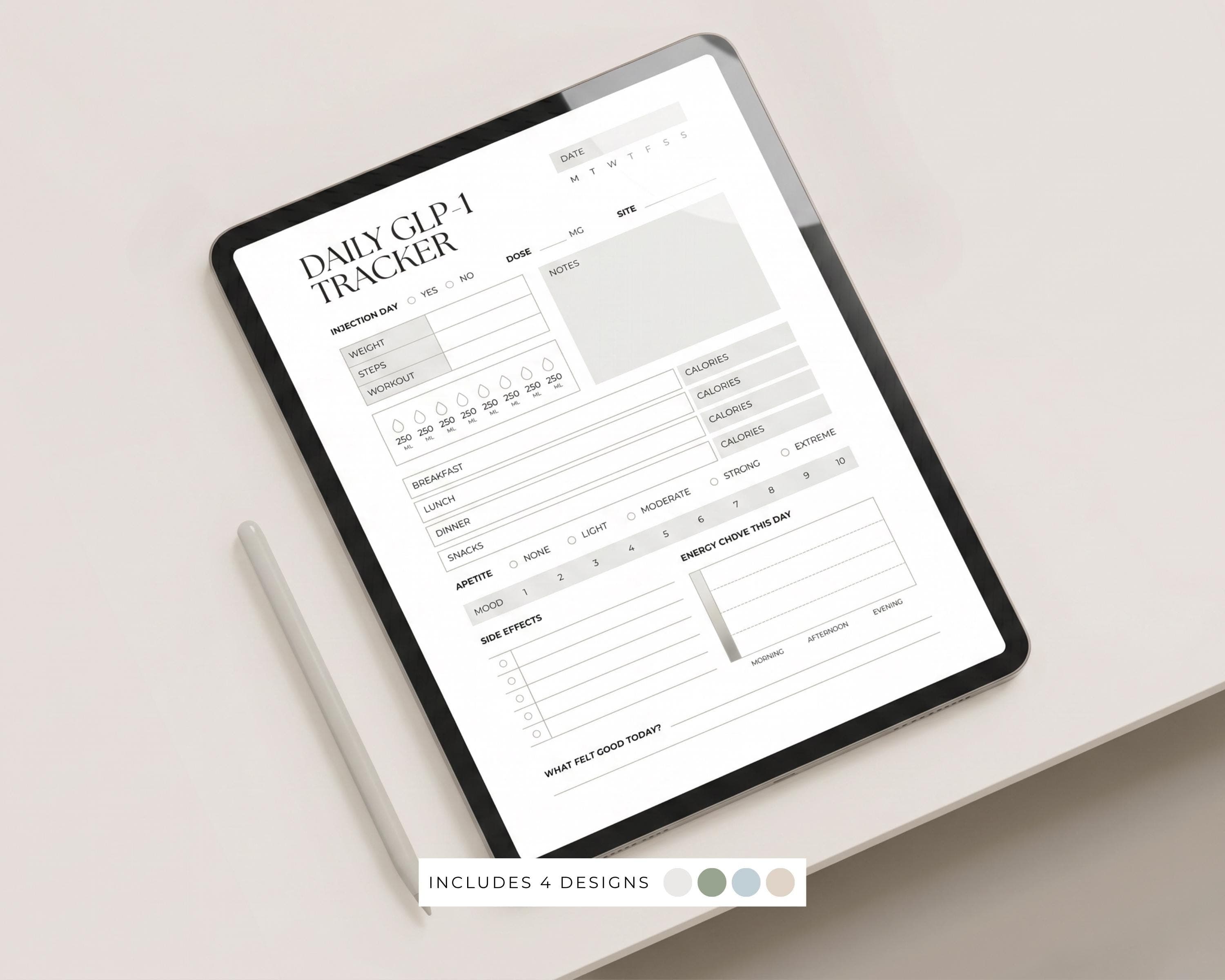 Appetite & Energy Tracker Printable | GLP-1 Daily Log with Mood + Side Effects | Weight Loss Health Tracker PDF