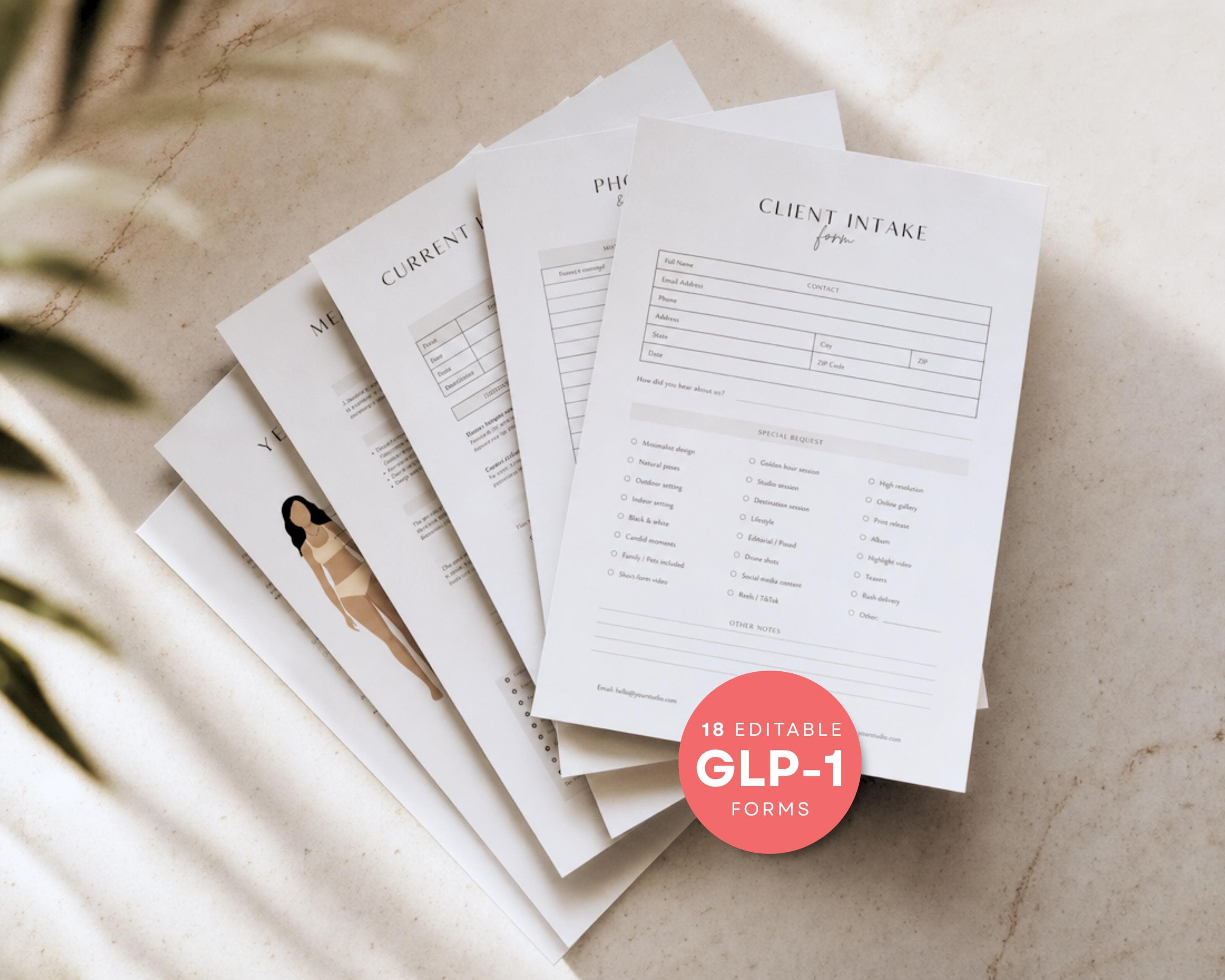 Client Intake Form & Onboarding Bundle for GLP-1 Weight Loss Coaches | Editable Canva New Patient Welcome Forms