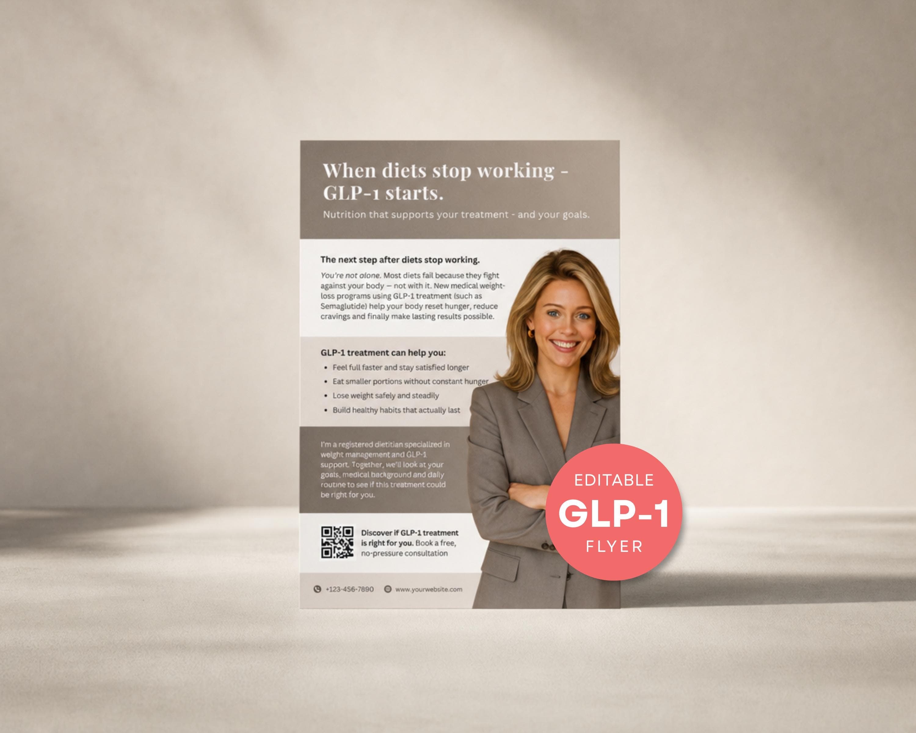 GLP-1 Informational Flyer, Editable Canva Info Sheet for Weight Loss Clinics