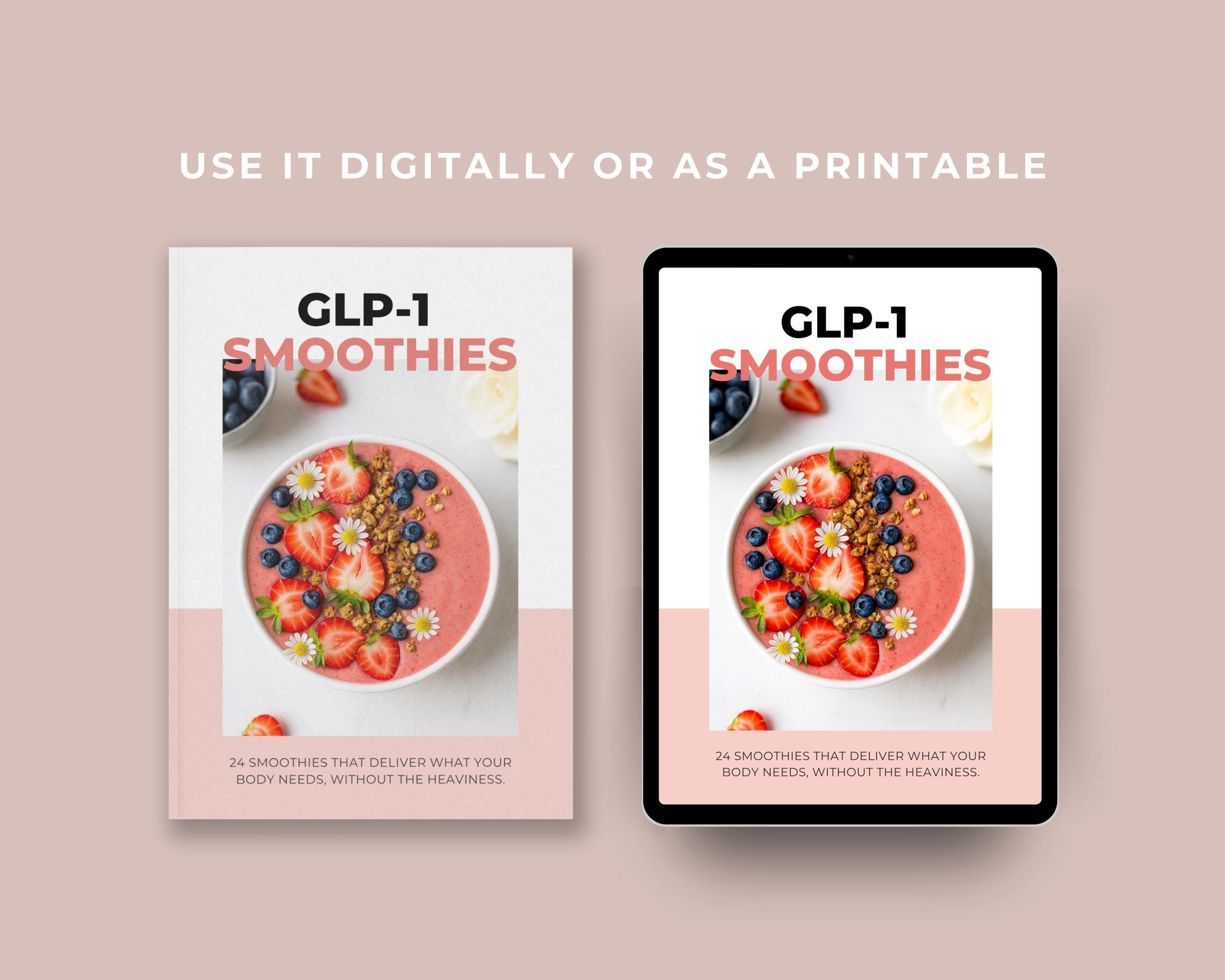 GLP-1 Smoothie Meal Plan, Weight Loss Recipes, Food Tracker (Digital Download)
