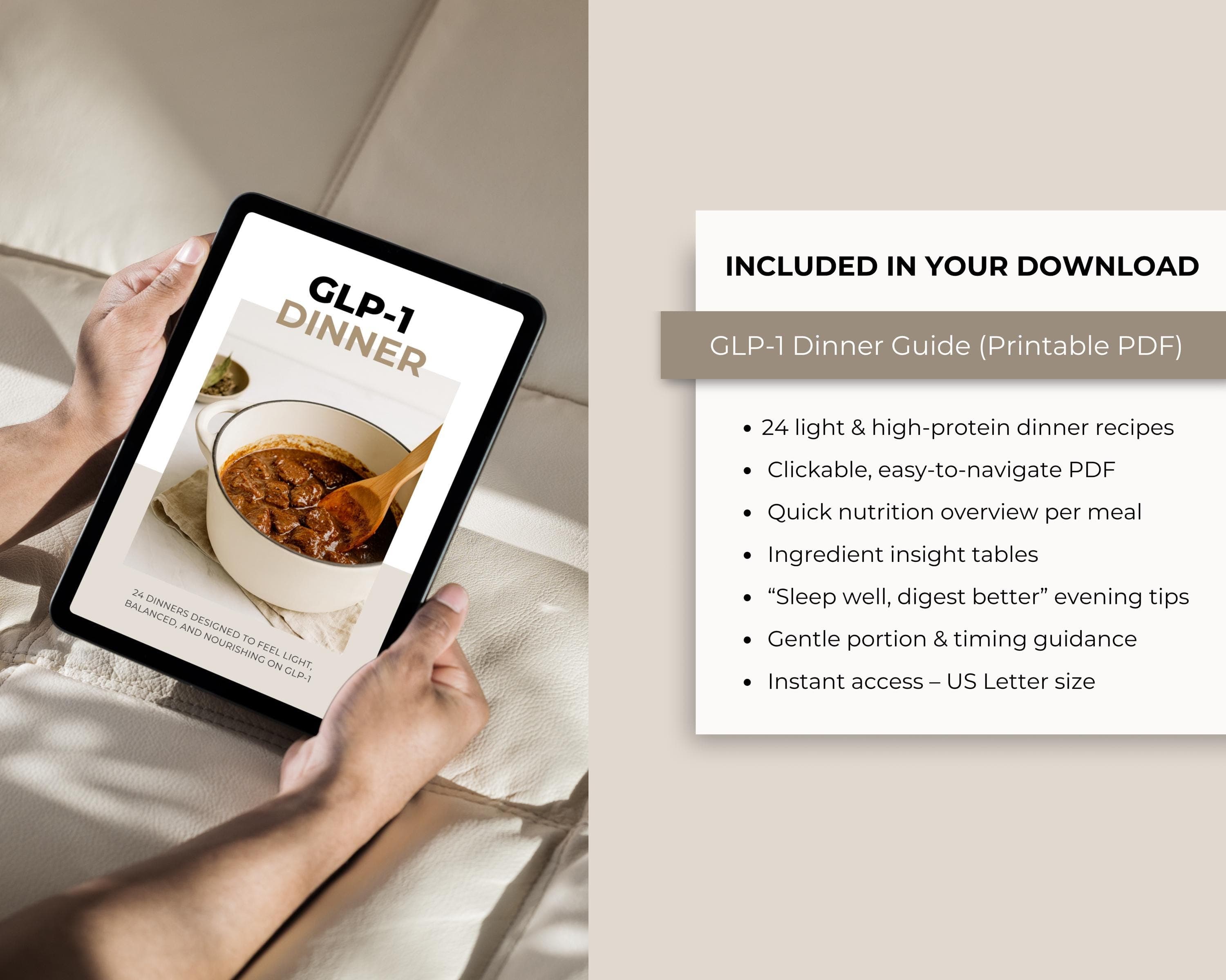 GLP-1 Dinner Meal Plan Bundle, Healthy Recipes (Instant Download)