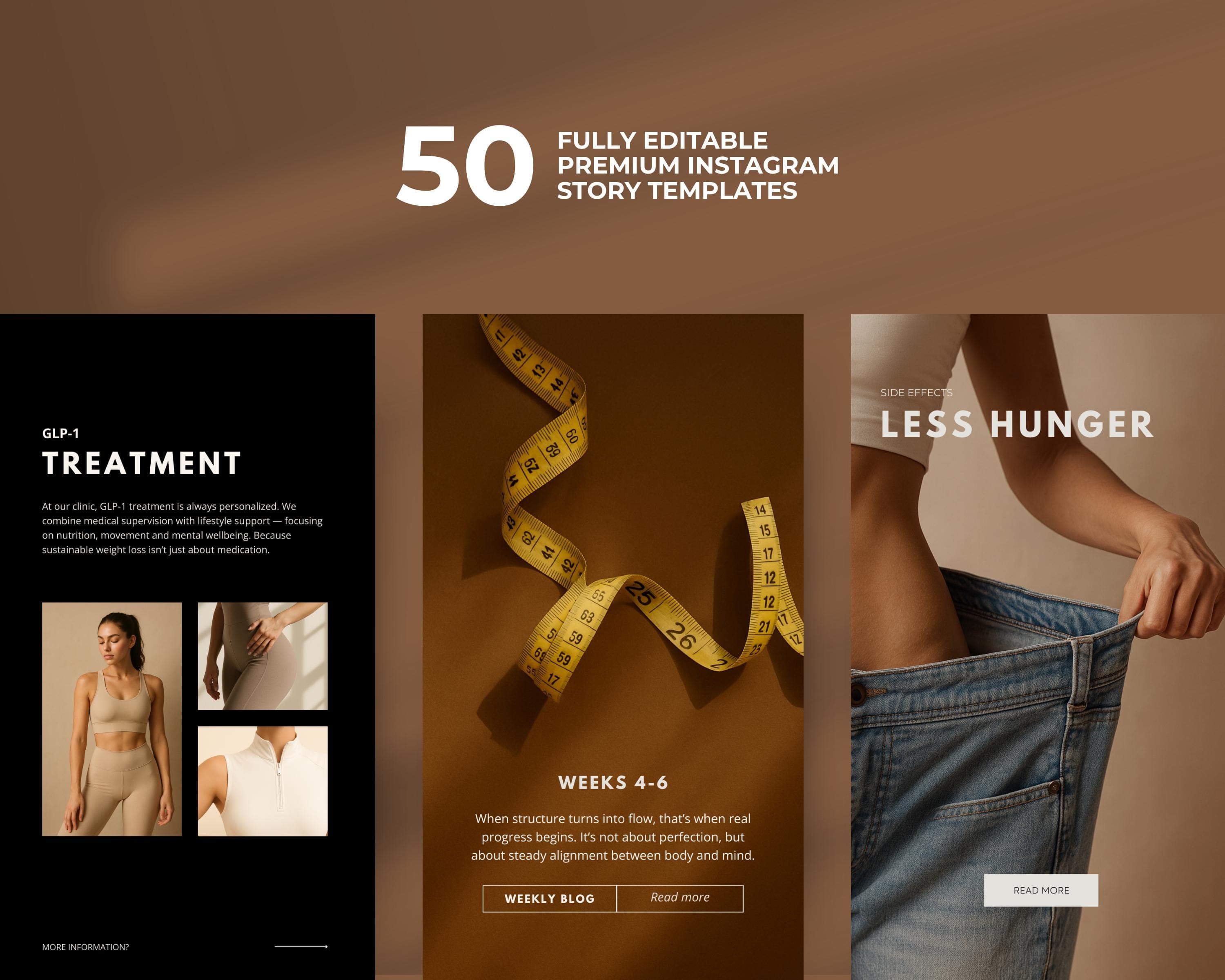 GLP-1 Weight Loss Canva Templates, Medspa Instagram Posts, Editable