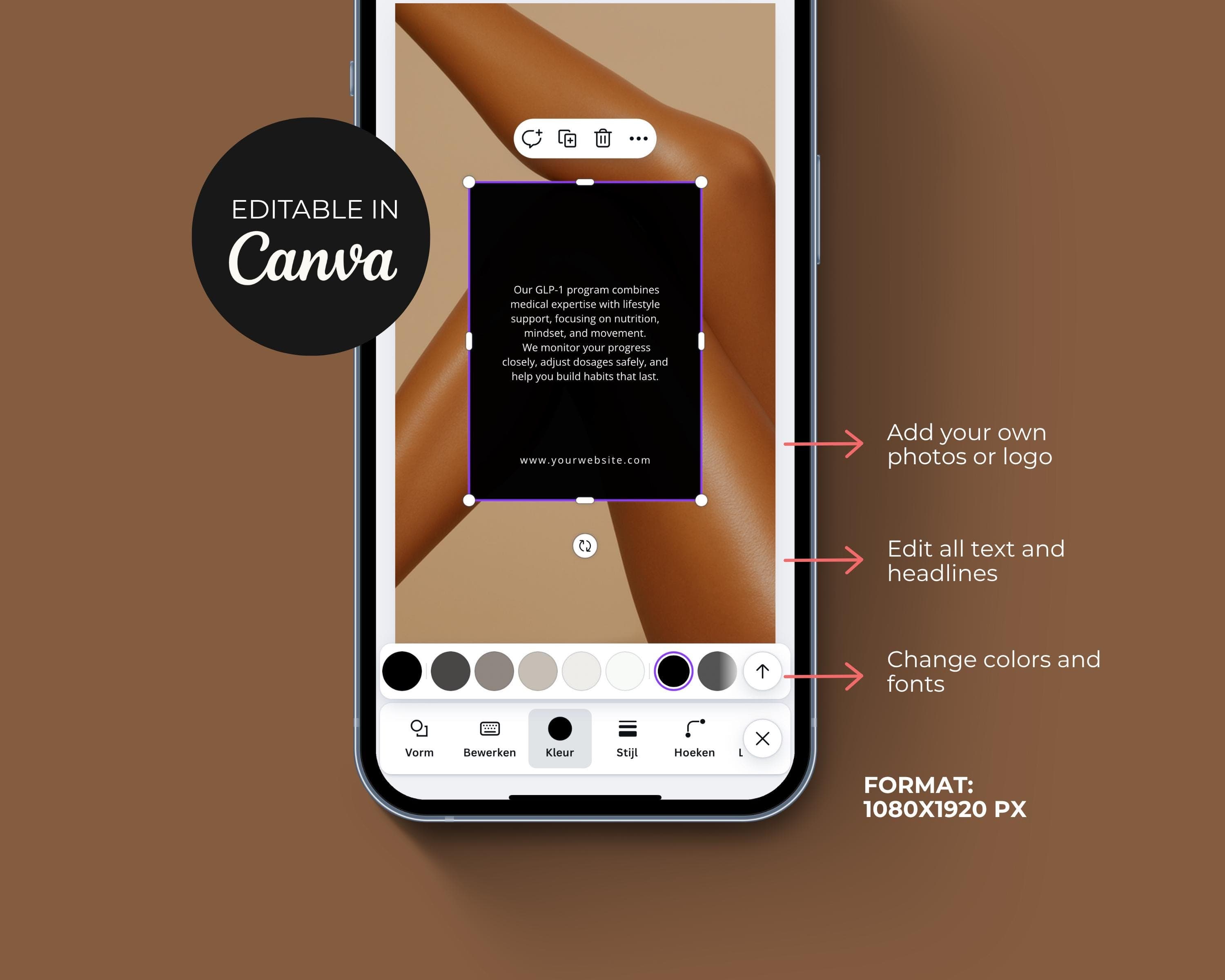 GLP-1 Weight Loss Canva Templates, Medspa Instagram Posts, Editable
