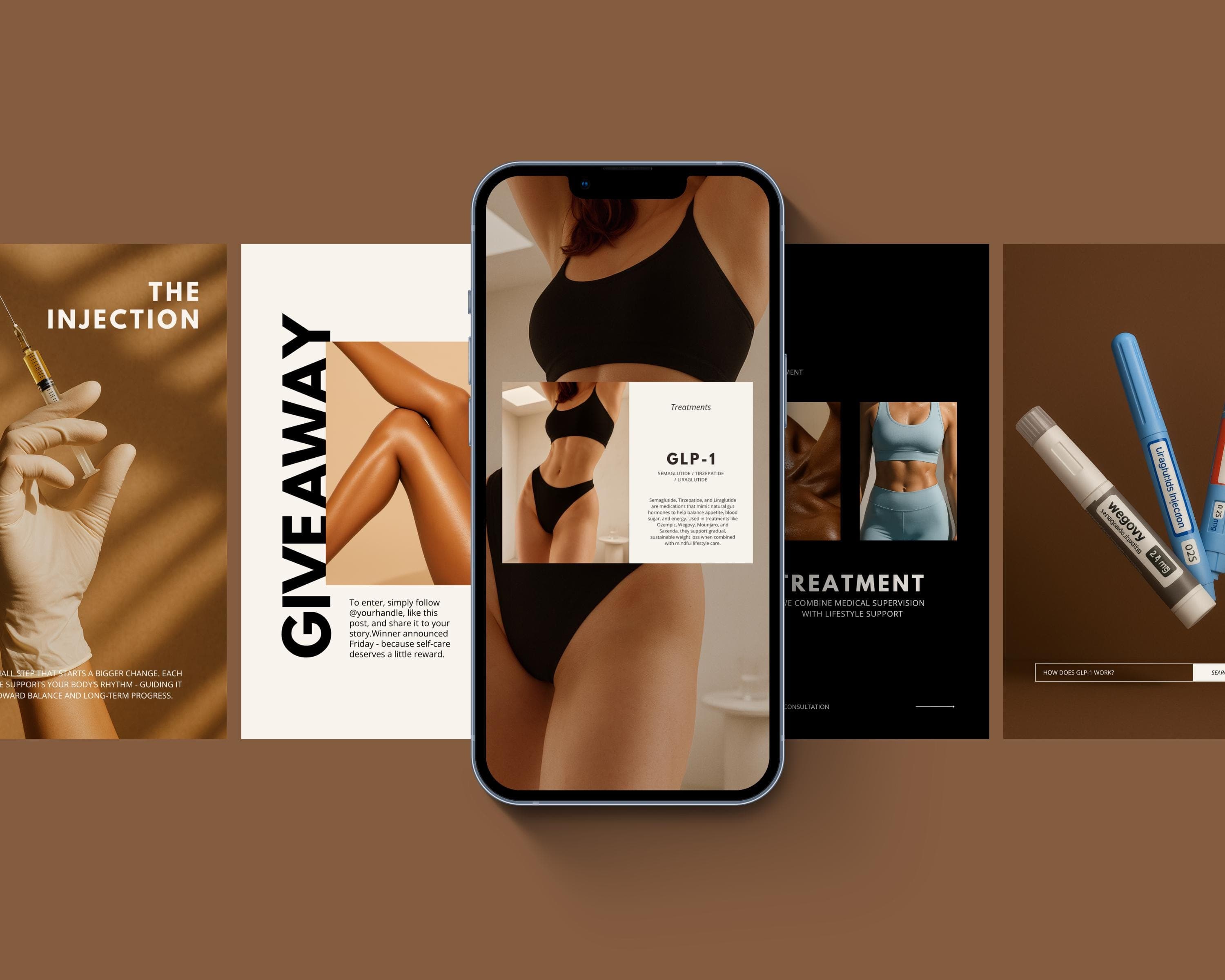 GLP-1 Weight Loss Canva Templates, Medspa Instagram Posts, Editable