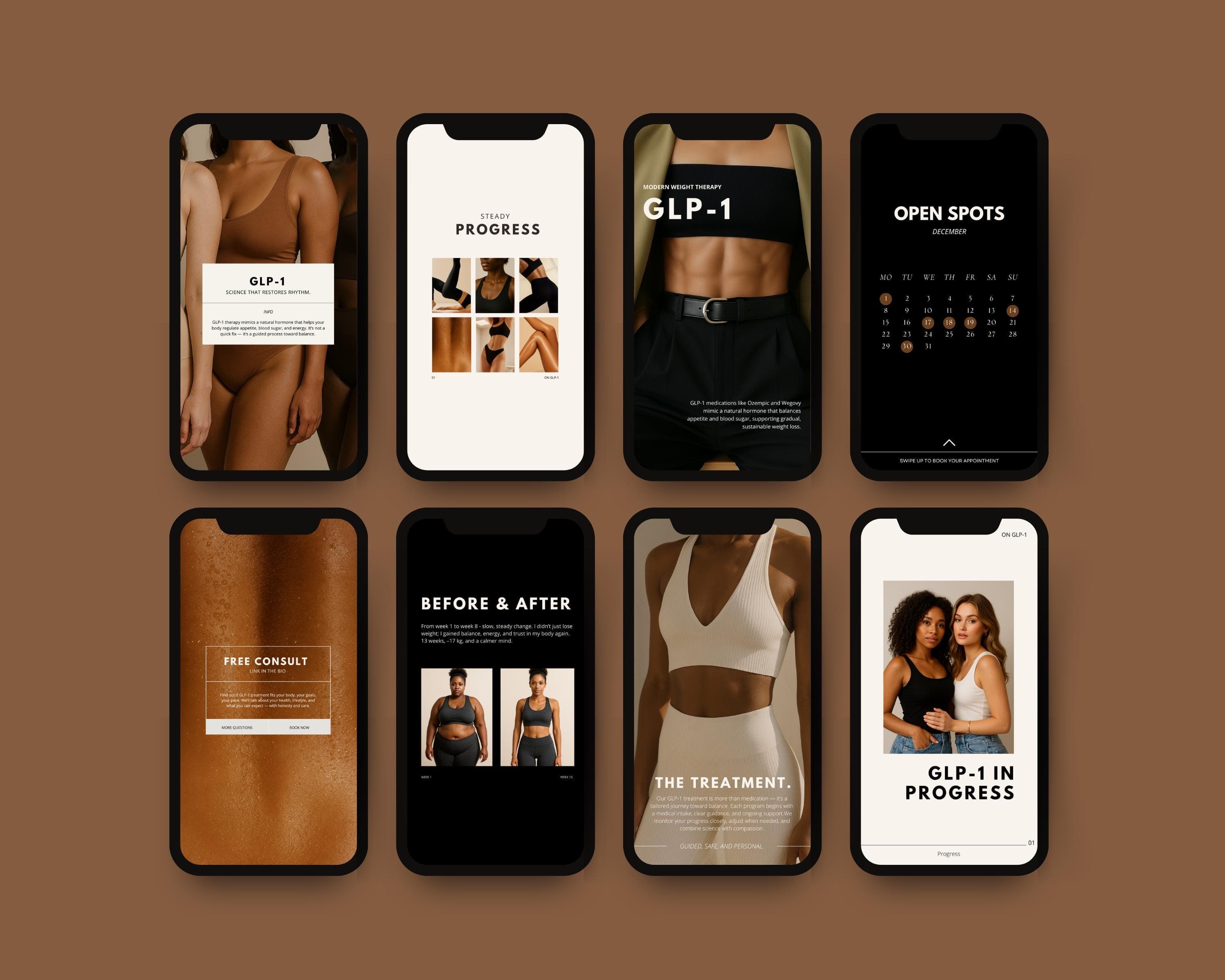 GLP-1 Weight Loss Canva Templates, Medspa Instagram Posts, Editable