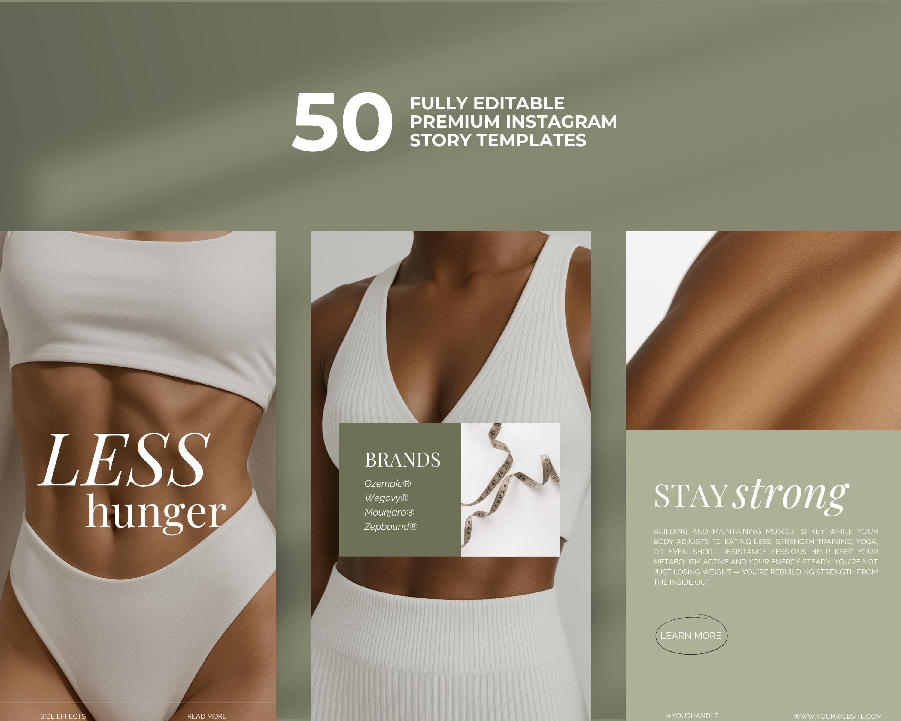 GLP-1 Social Media Canva Templates, Weight Loss Marketing Kit