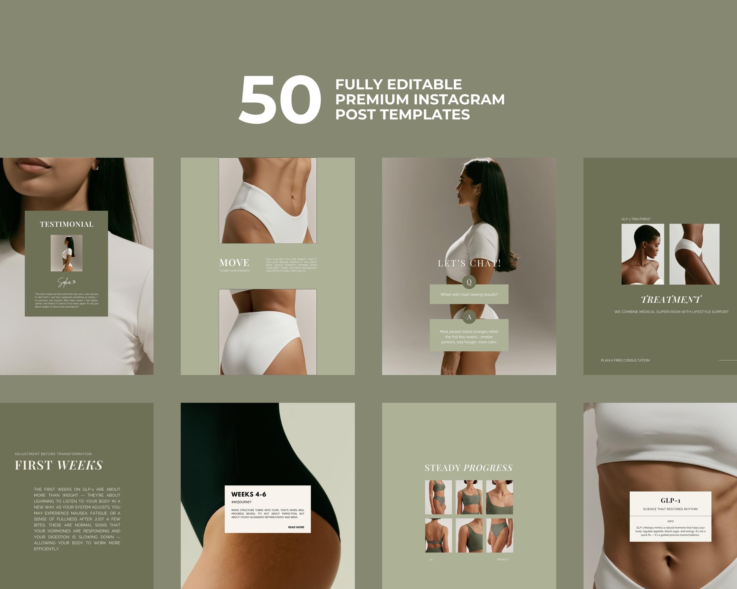 Weight Loss Coach Instagram Templates, Editable Canva Wellness Posts | Health & Weight Loss Coaching Social Media Kit