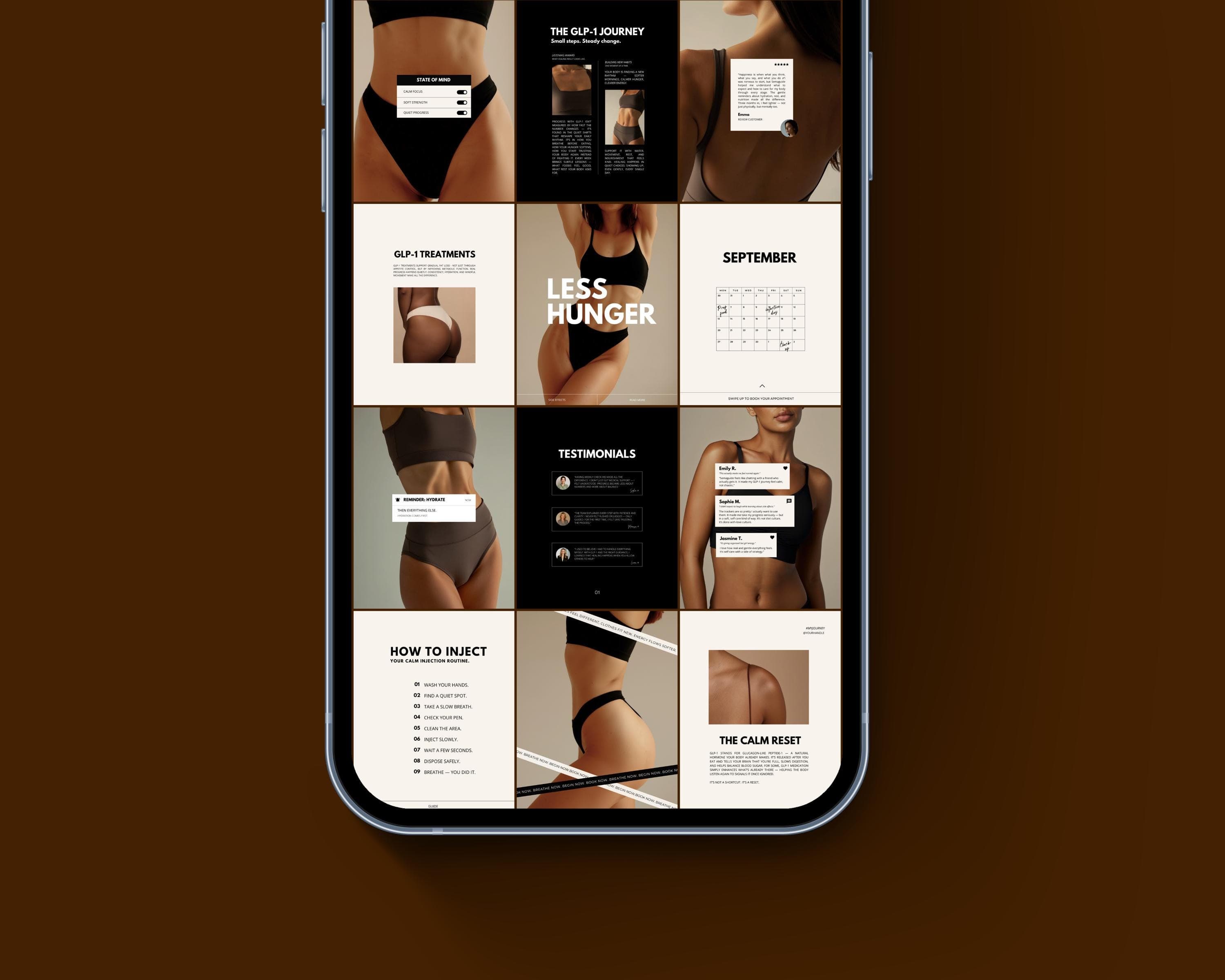 50 GLP1 Editable Canva Instagram Post Templates | Luxury Aesthetic