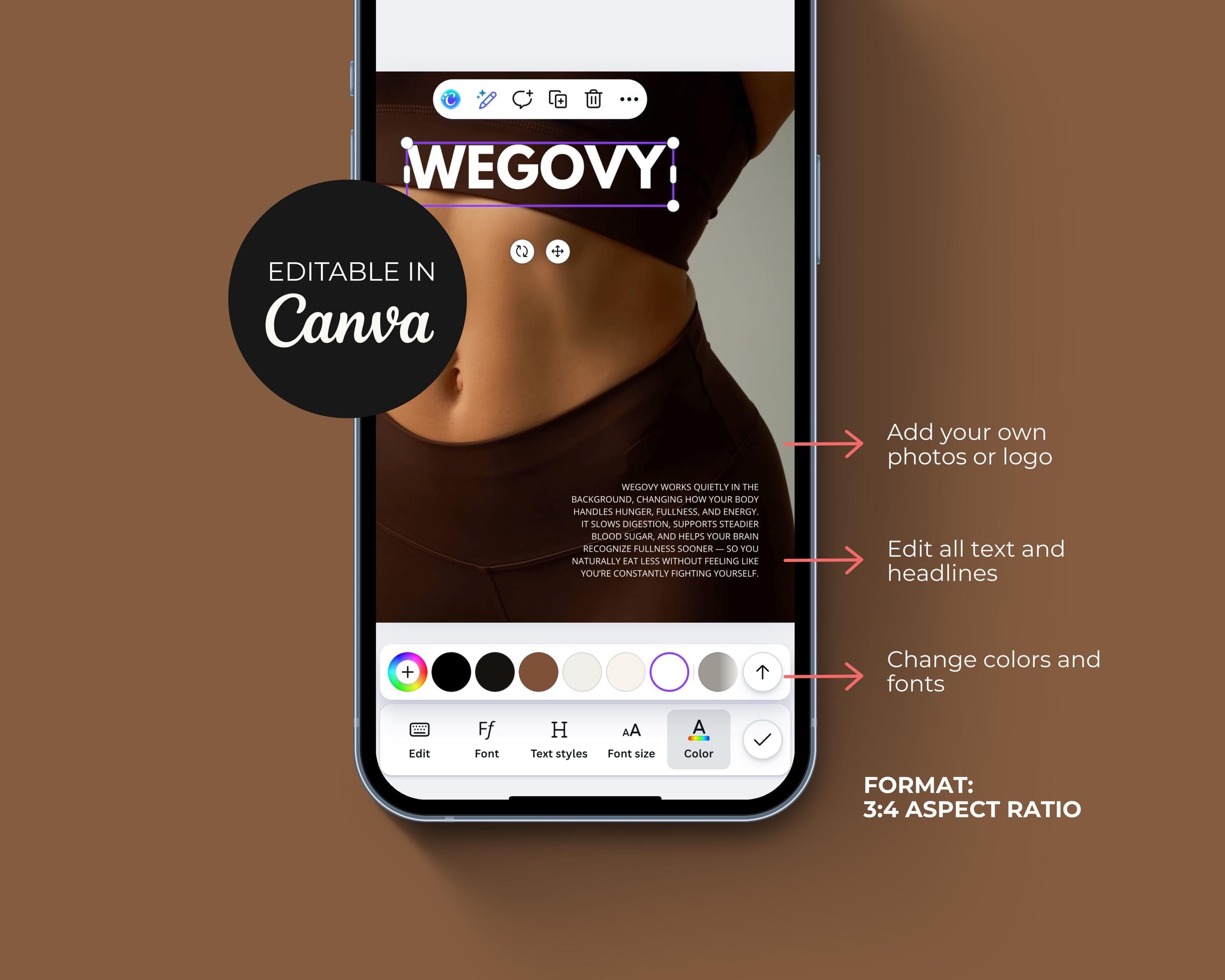 50 GLP1 Editable Canva Instagram Post Templates | Luxury Aesthetic