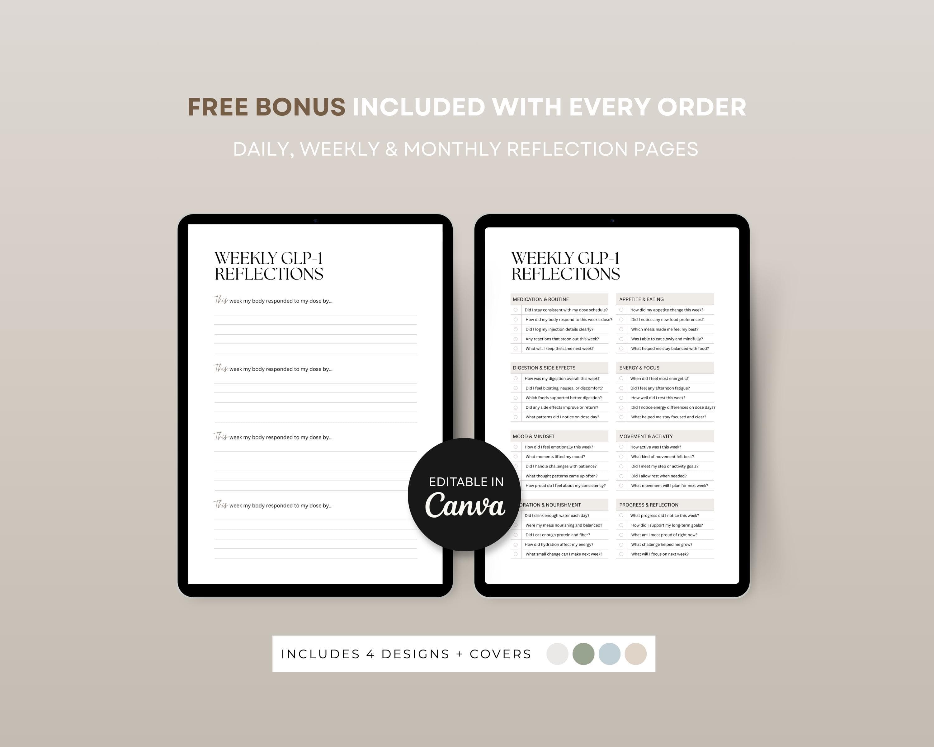 Semaglutide PDF Planner 2026 | GLP1 Peptide Journal | Goodnotes Weight Loss Log | Daily GLP1 Routine | Tirzepatide Bullet Journal