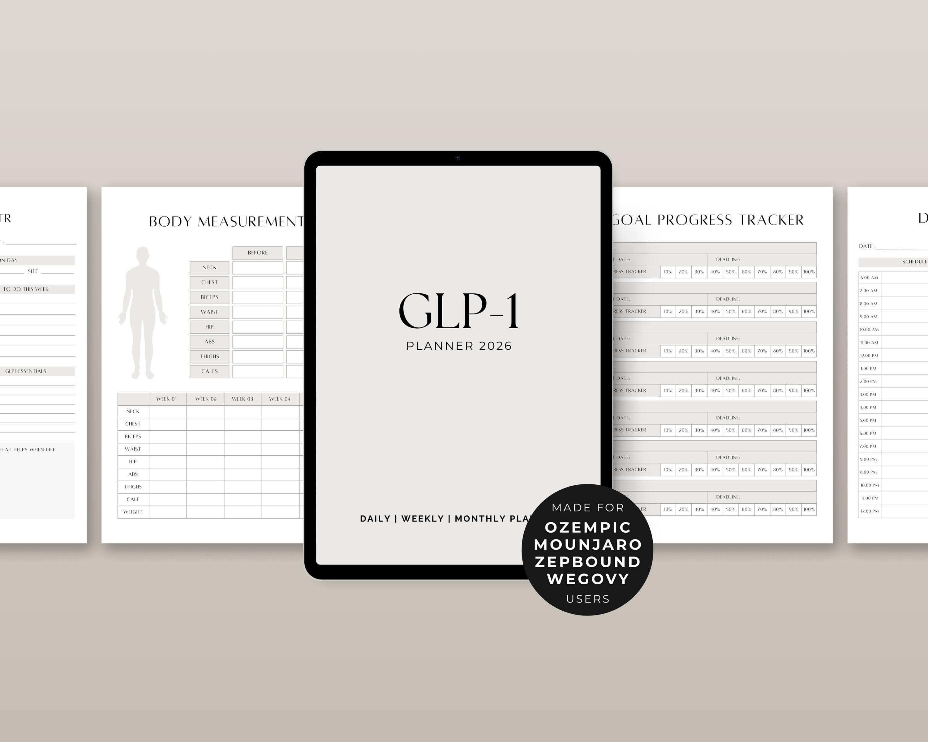 Semaglutide PDF Planner 2026 | GLP1 Peptide Journal | Goodnotes Weight Loss Log | Daily GLP1 Routine | Tirzepatide Bullet Journal