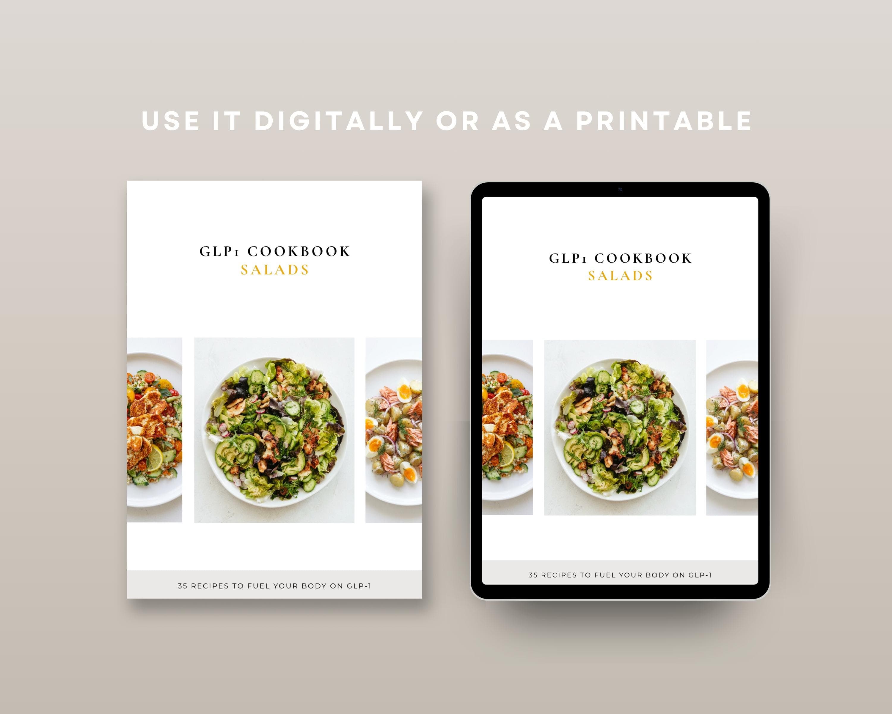 High Protein Salad Cookbook | 35 Filling GLP-1 Salad Bowls | Fiber-Rich No-Cook Lunches for Smaller Portions | Digital PDF