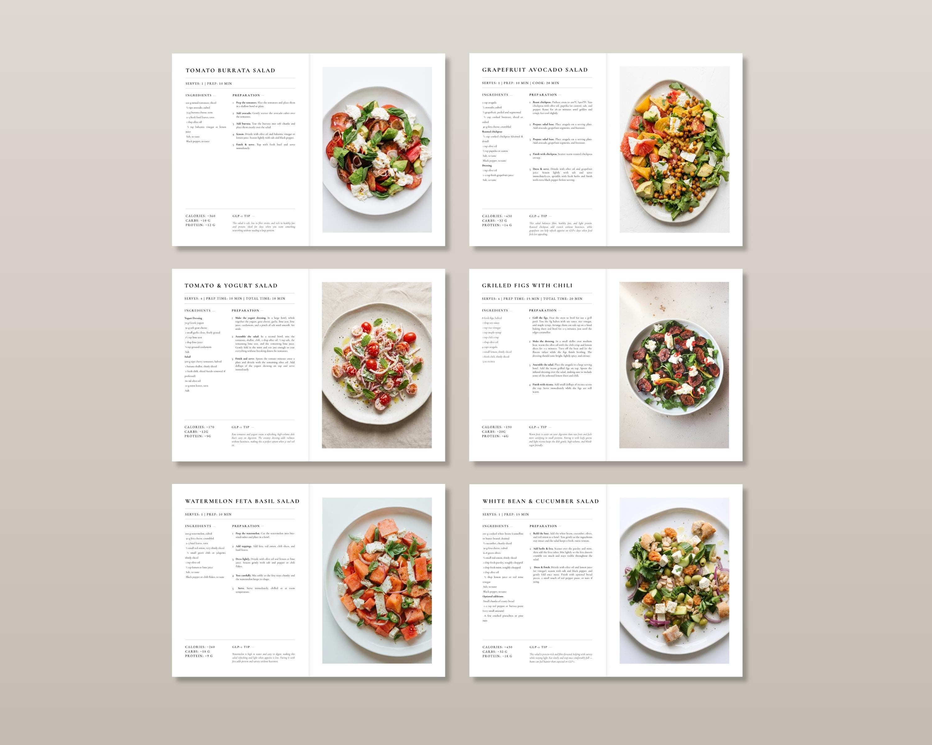 High Protein Salad Cookbook | 35 Filling GLP-1 Salad Bowls | Fiber-Rich No-Cook Lunches for Smaller Portions | Digital PDF