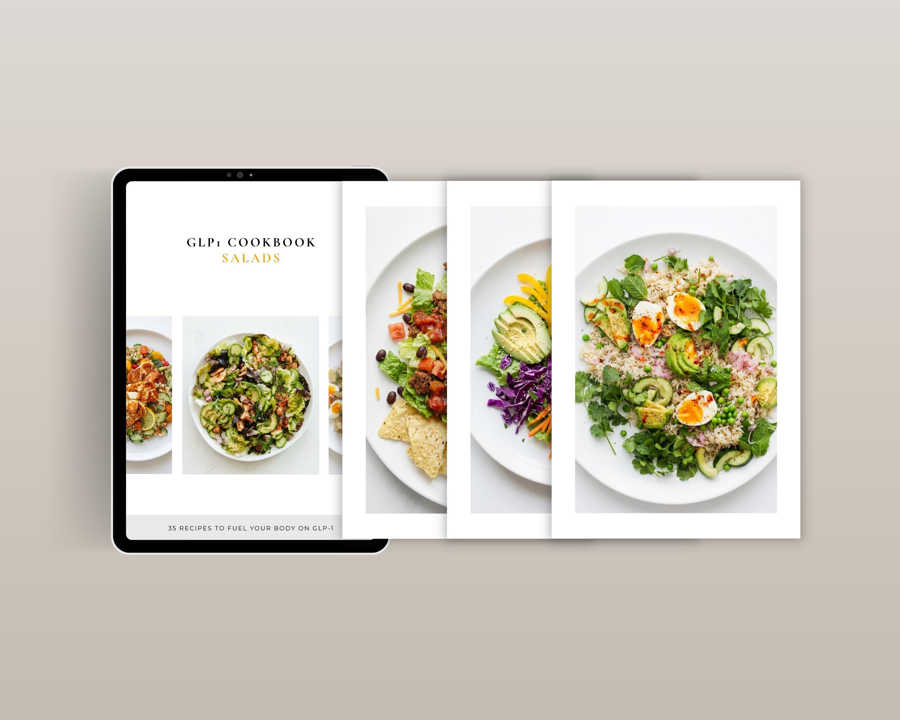 High Protein Salad Cookbook | 35 Filling GLP-1 Salad Bowls | Fiber-Rich No-Cook Lunches for Smaller Portions | Digital PDF
