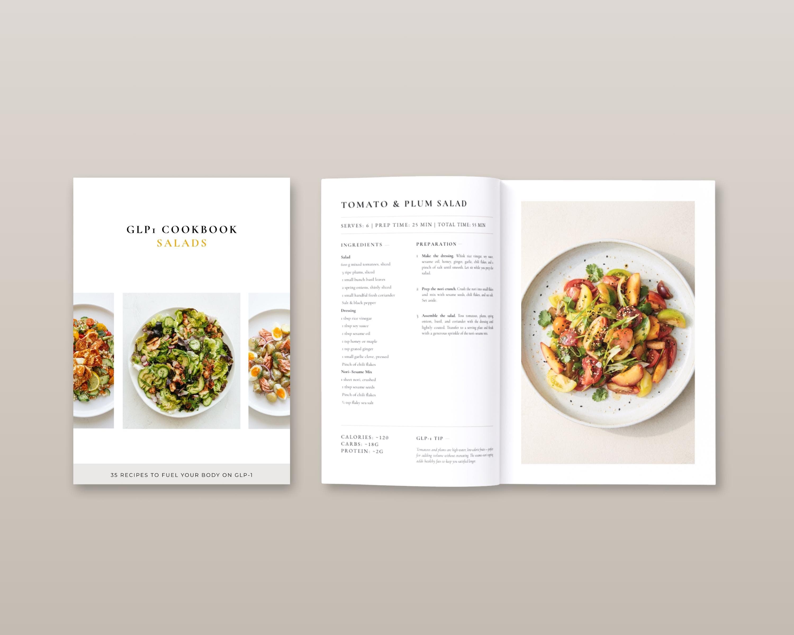 High Protein Salad Cookbook | 35 Filling GLP-1 Salad Bowls | Fiber-Rich No-Cook Lunches for Smaller Portions | Digital PDF