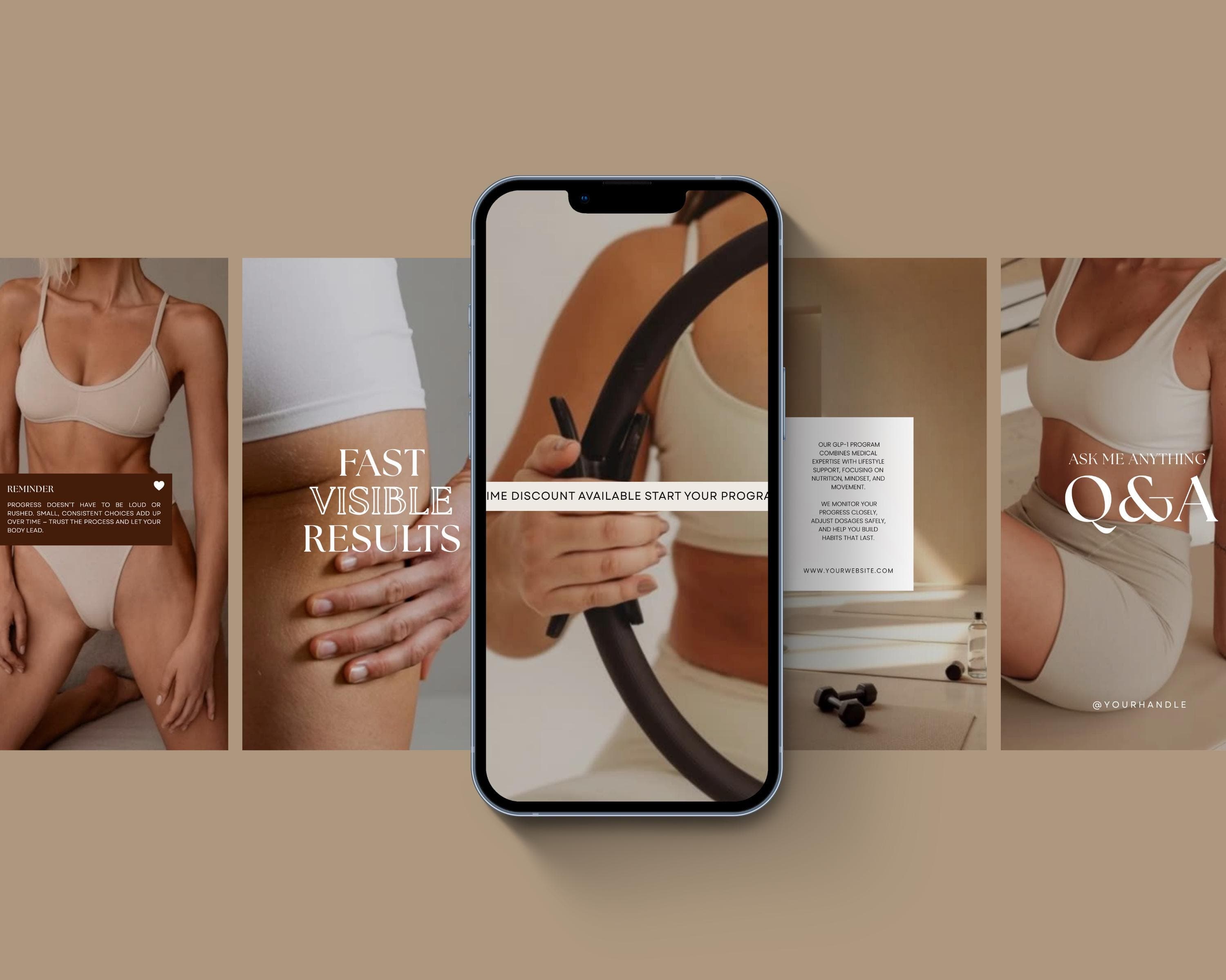 GLP1 Instagram Reels Pack | Faceless Video for Weight Loss Clinics | Canva Template Done For You Reels | Tirzepatide Social Media Templates