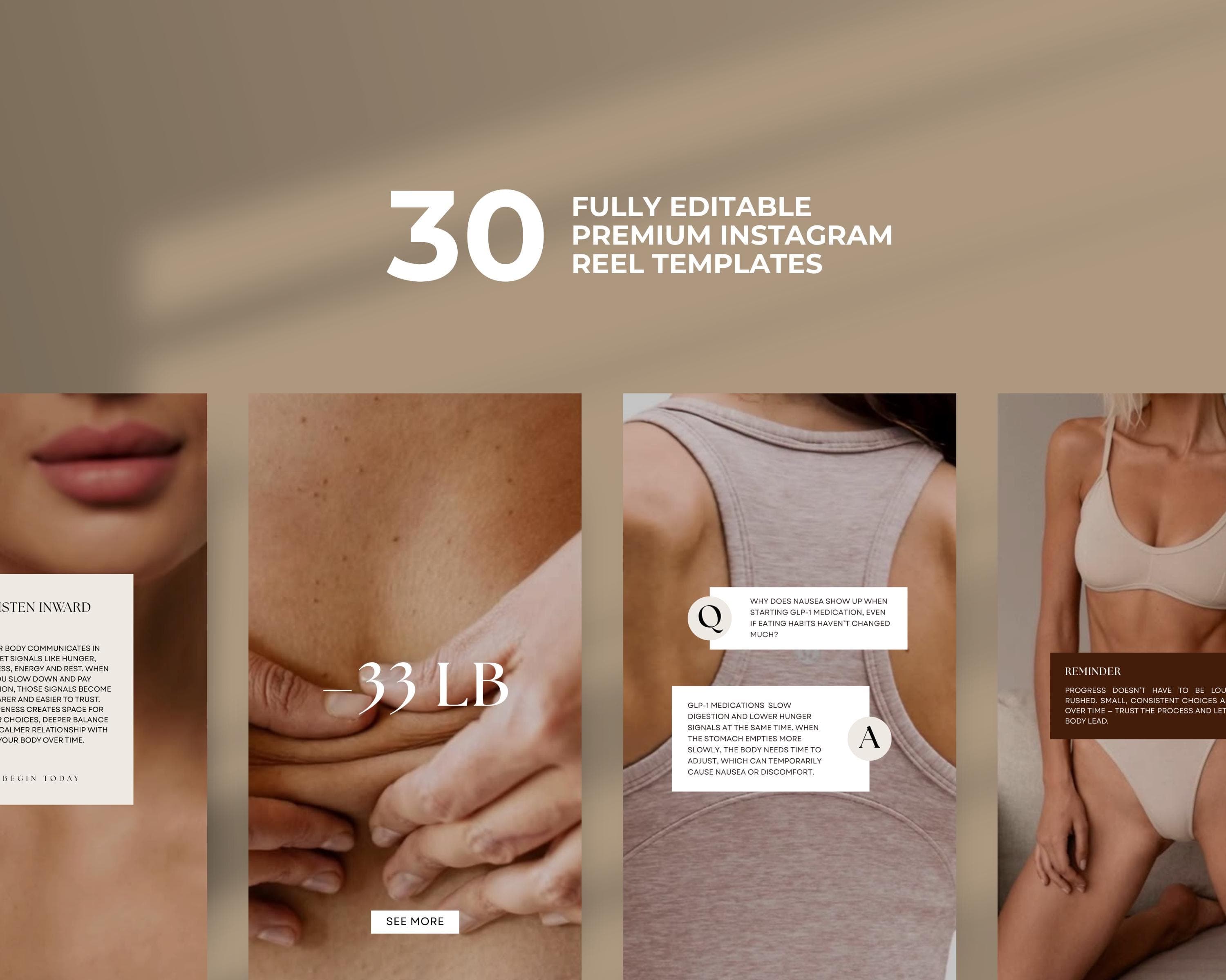 GLP1 Instagram Reels Pack | Faceless Video for Weight Loss Clinics | Canva Template Done For You Reels | Tirzepatide Social Media Templates