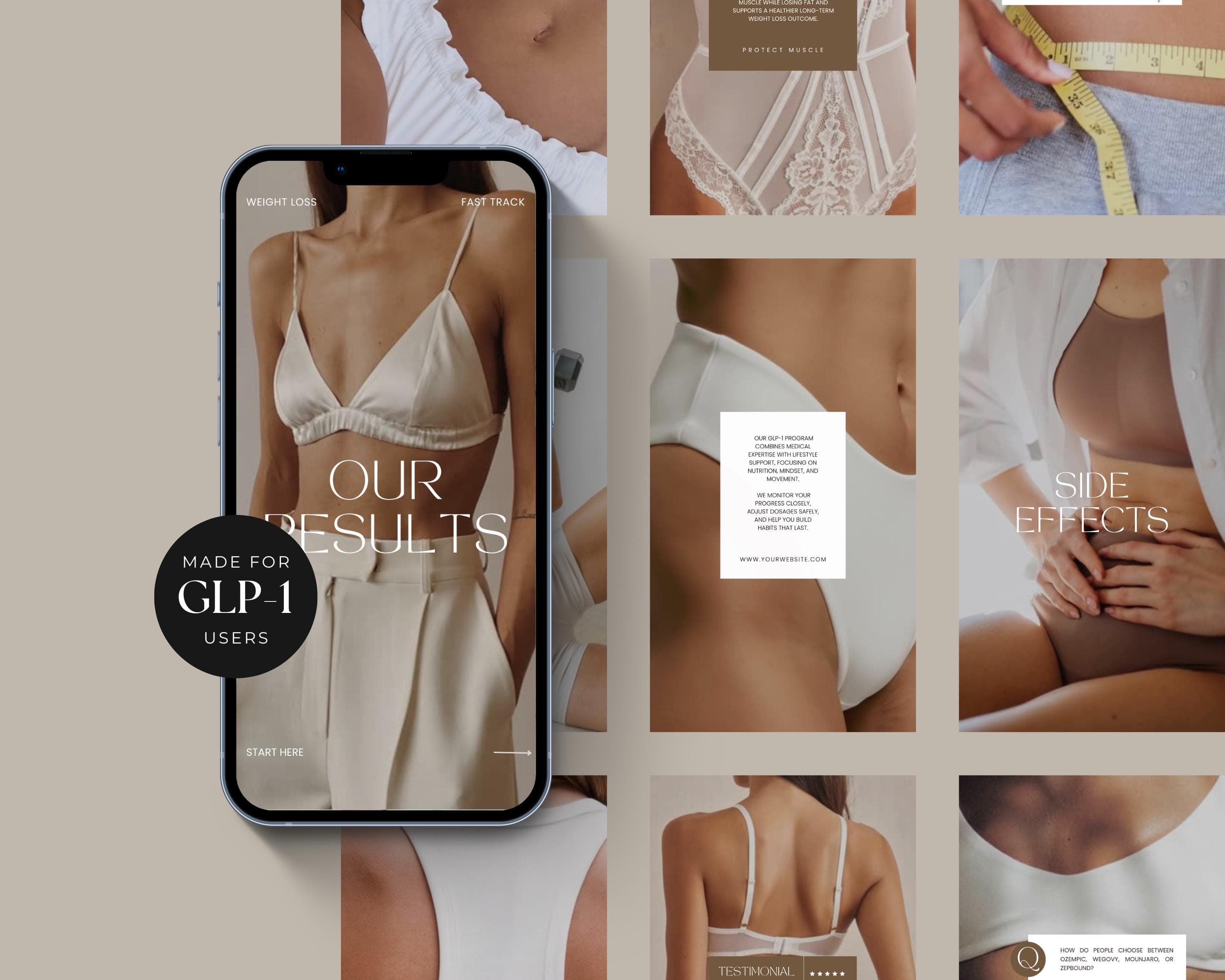 GLP-1 Faceless Reels Templates | Instagram Video for Peptide Diet | Ready to Post Reels for Tirzepatide | Social Media Stories Reels
