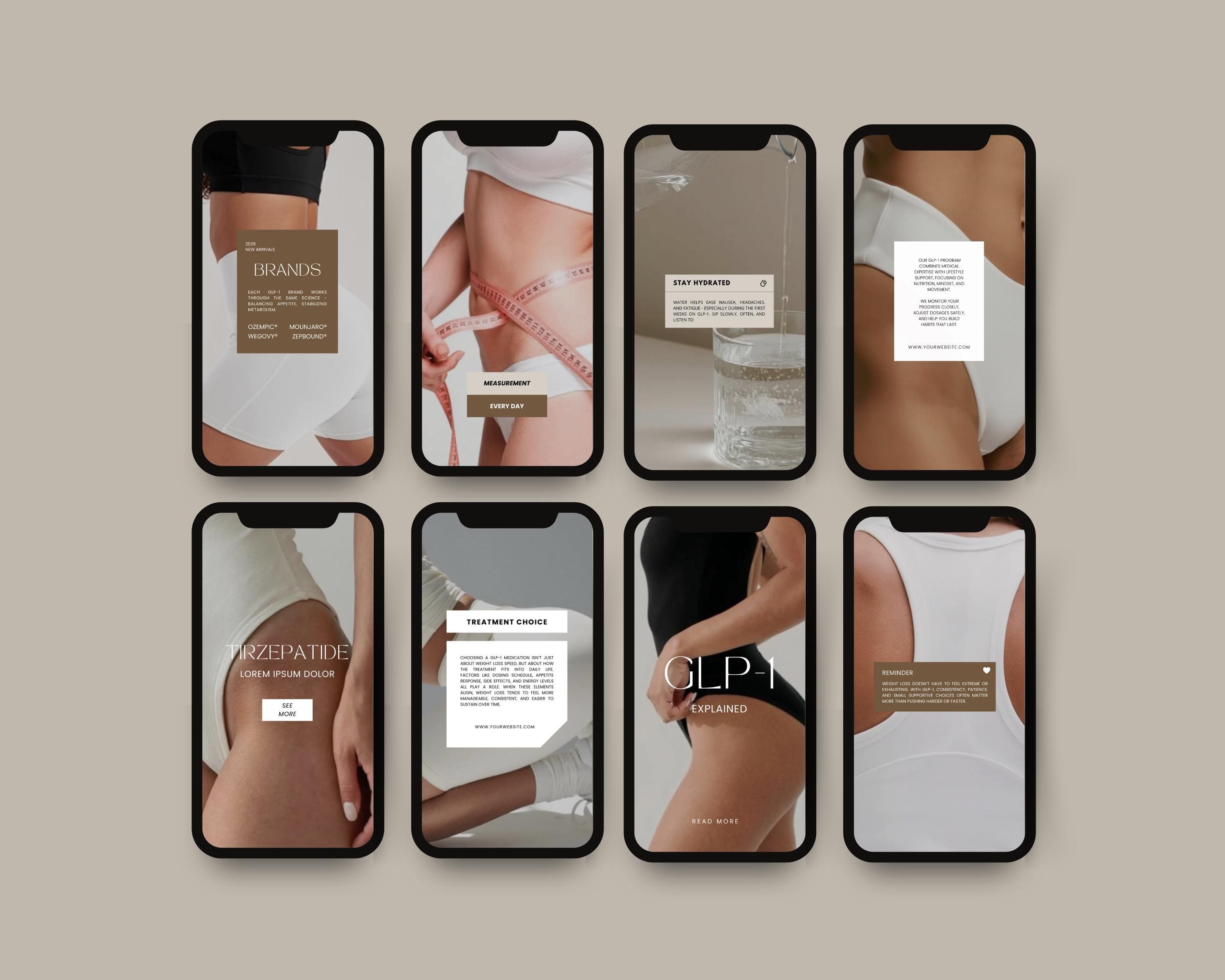 GLP-1 Faceless Reels Templates | Instagram Video for Peptide Diet | Ready to Post Reels for Tirzepatide | Social Media Stories Reels
