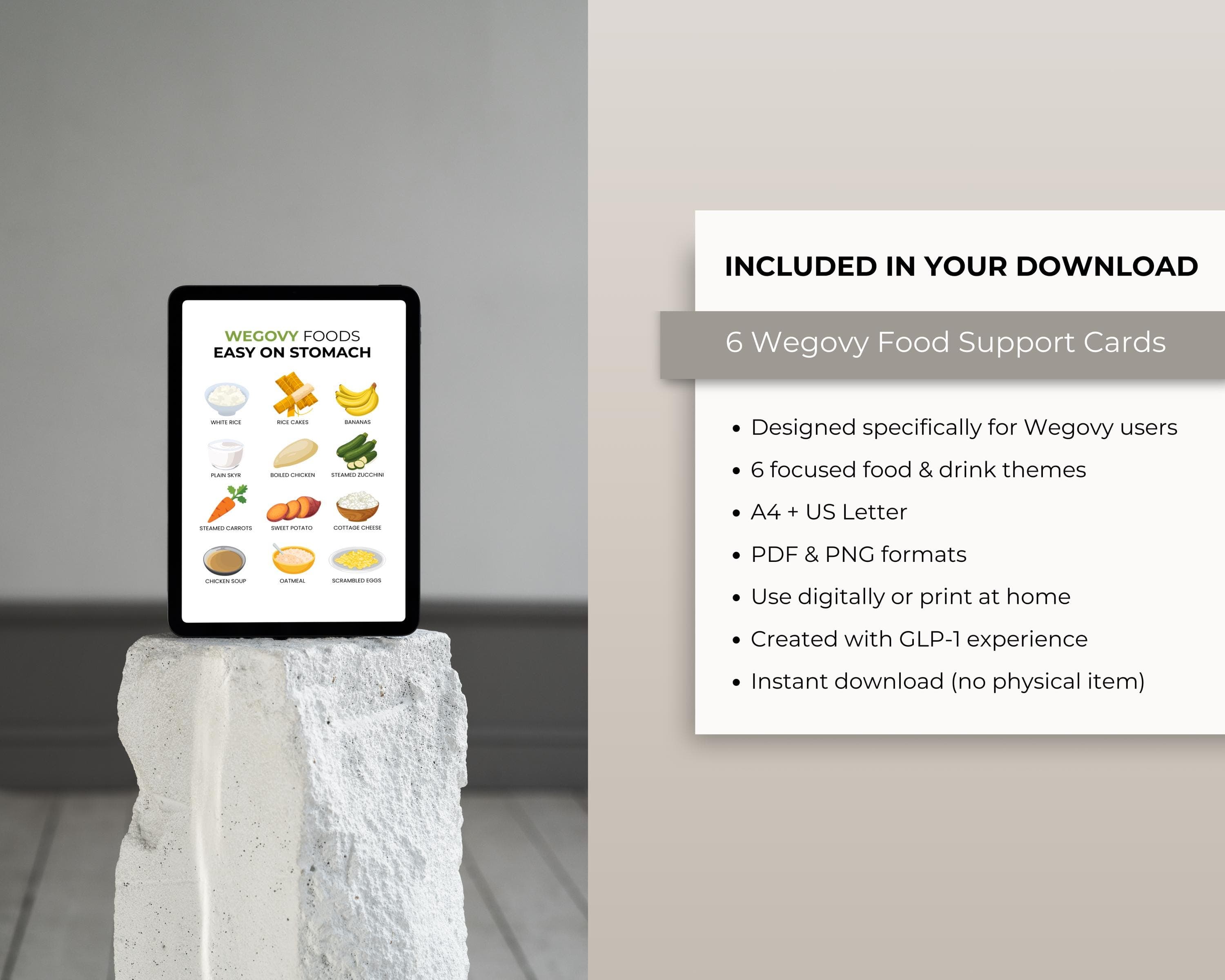 GLP-1 Hydration Food List Printable | Electrolyte Drinks Chart PDF | Semaglutide & Tirzepatide Wellness | GLP1 Friendly Foods