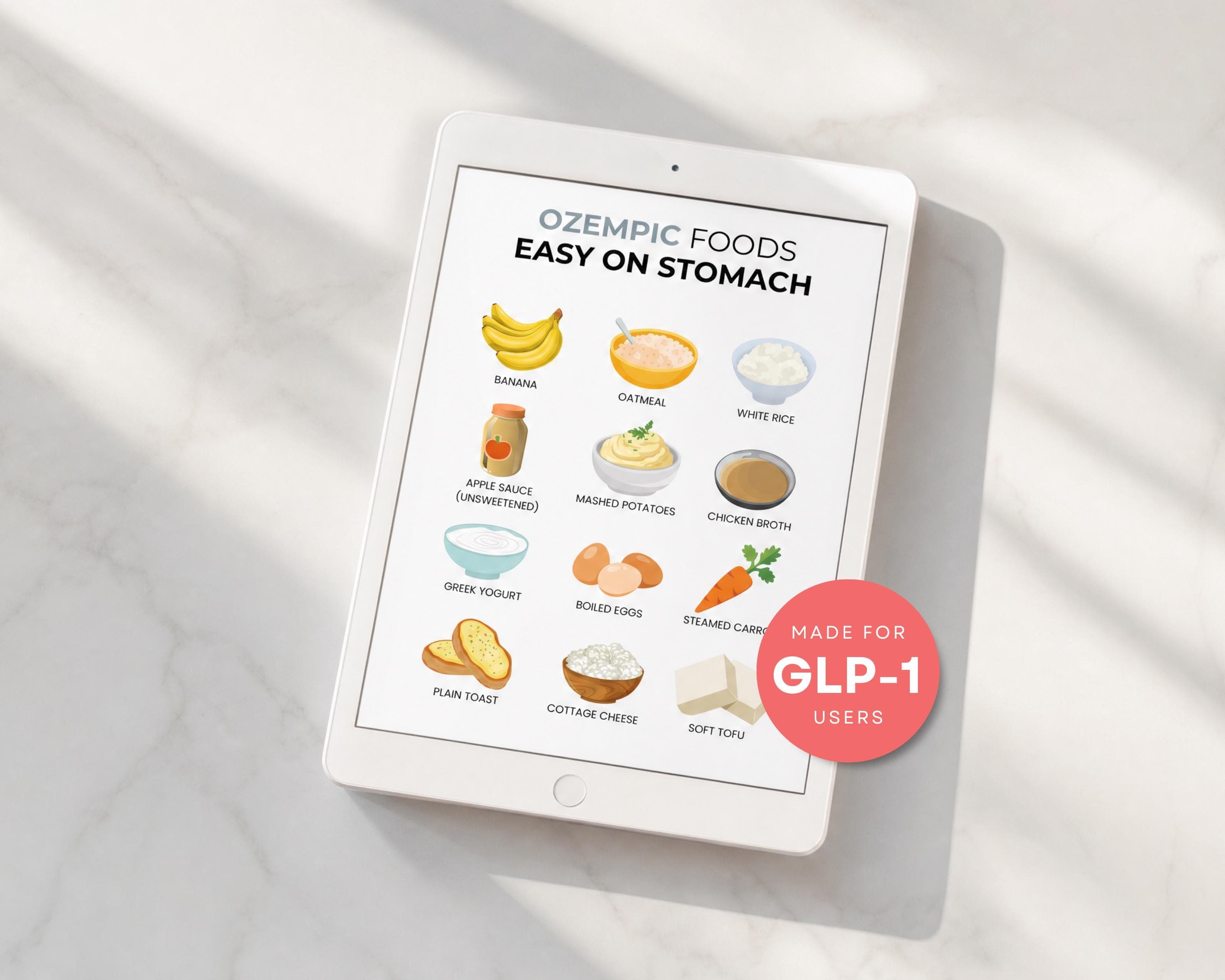 GLP-1 Food Chart For Semaglutide Users | GLP-1 High Fiber Grocery List | Meal Planning Printable PDF | Food List Semaglutide